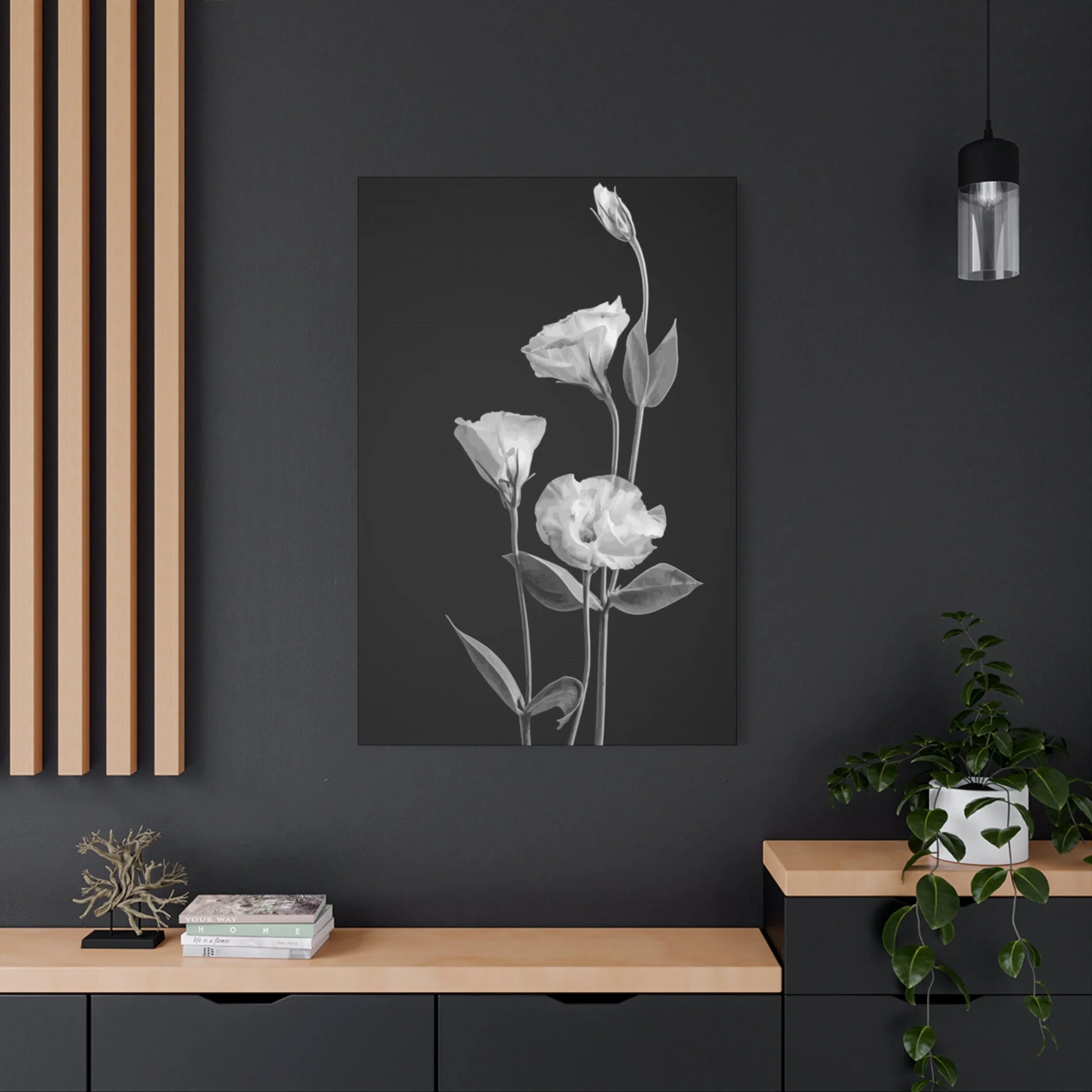 Black and White Flower Wall Art & Canvas Prints - Image 12