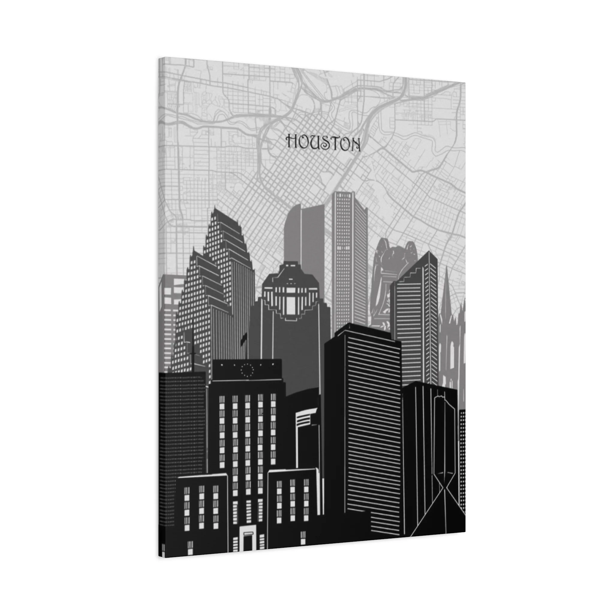 Black and White Houston Skylines Wall Art & Canvas Prints - Image 11