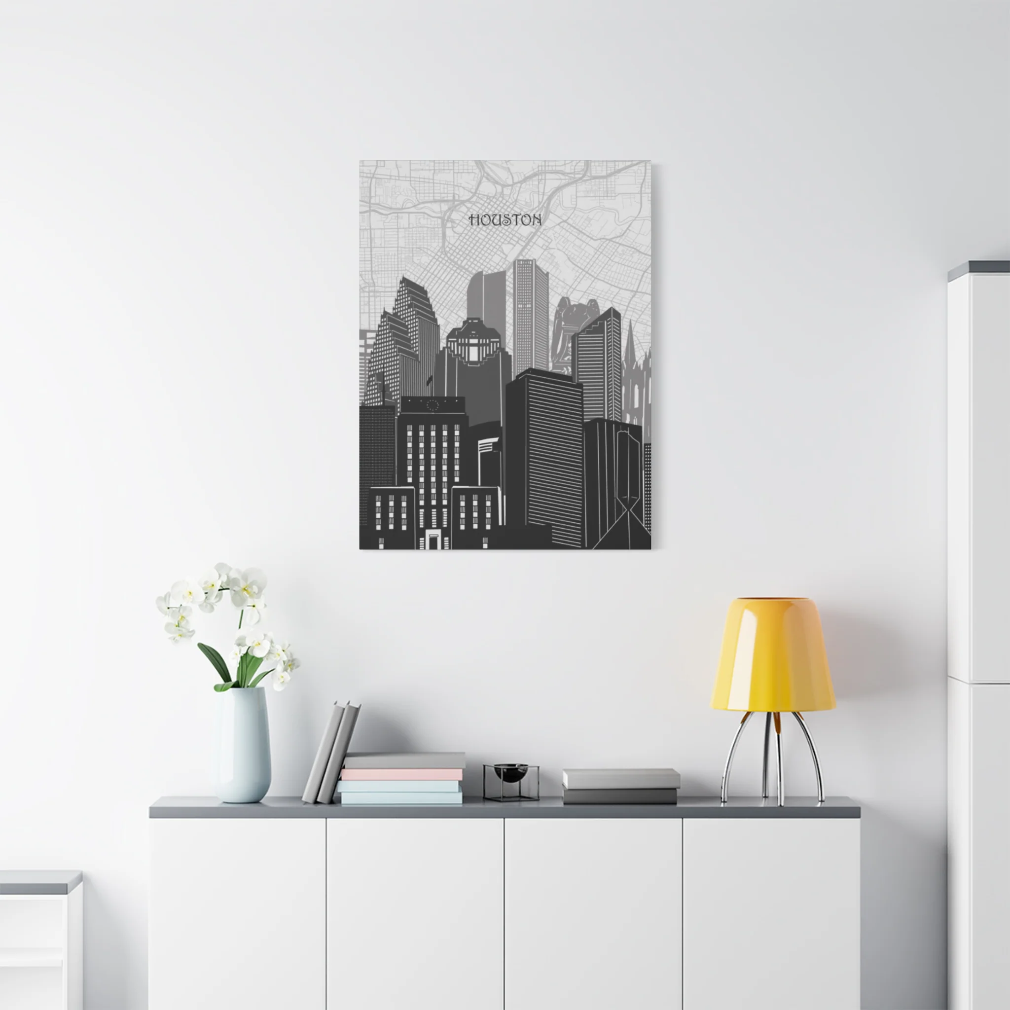 Black and White Houston Skylines Wall Art & Canvas Prints - Image 12