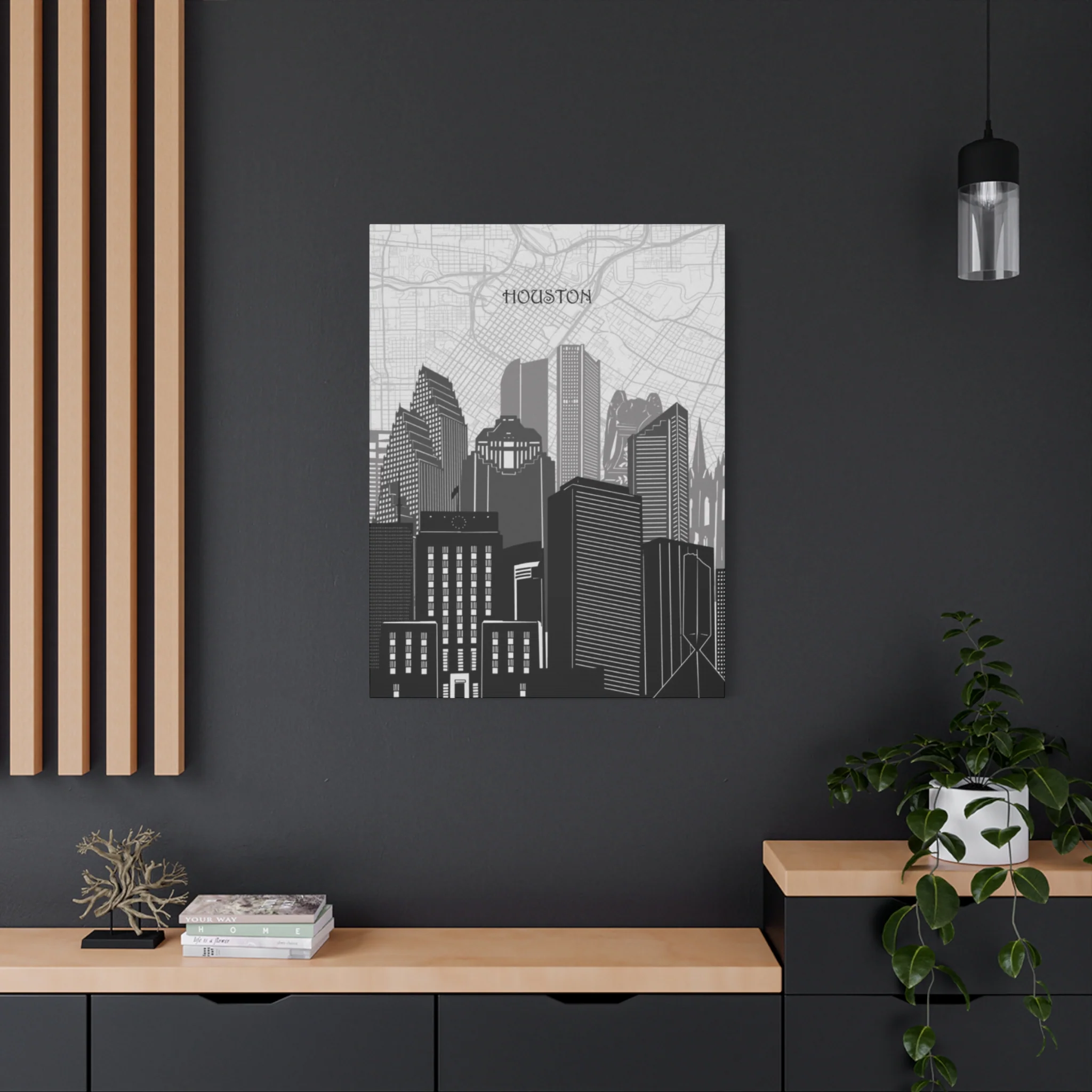 Black and White Houston Skylines Wall Art & Canvas Prints - Image 13