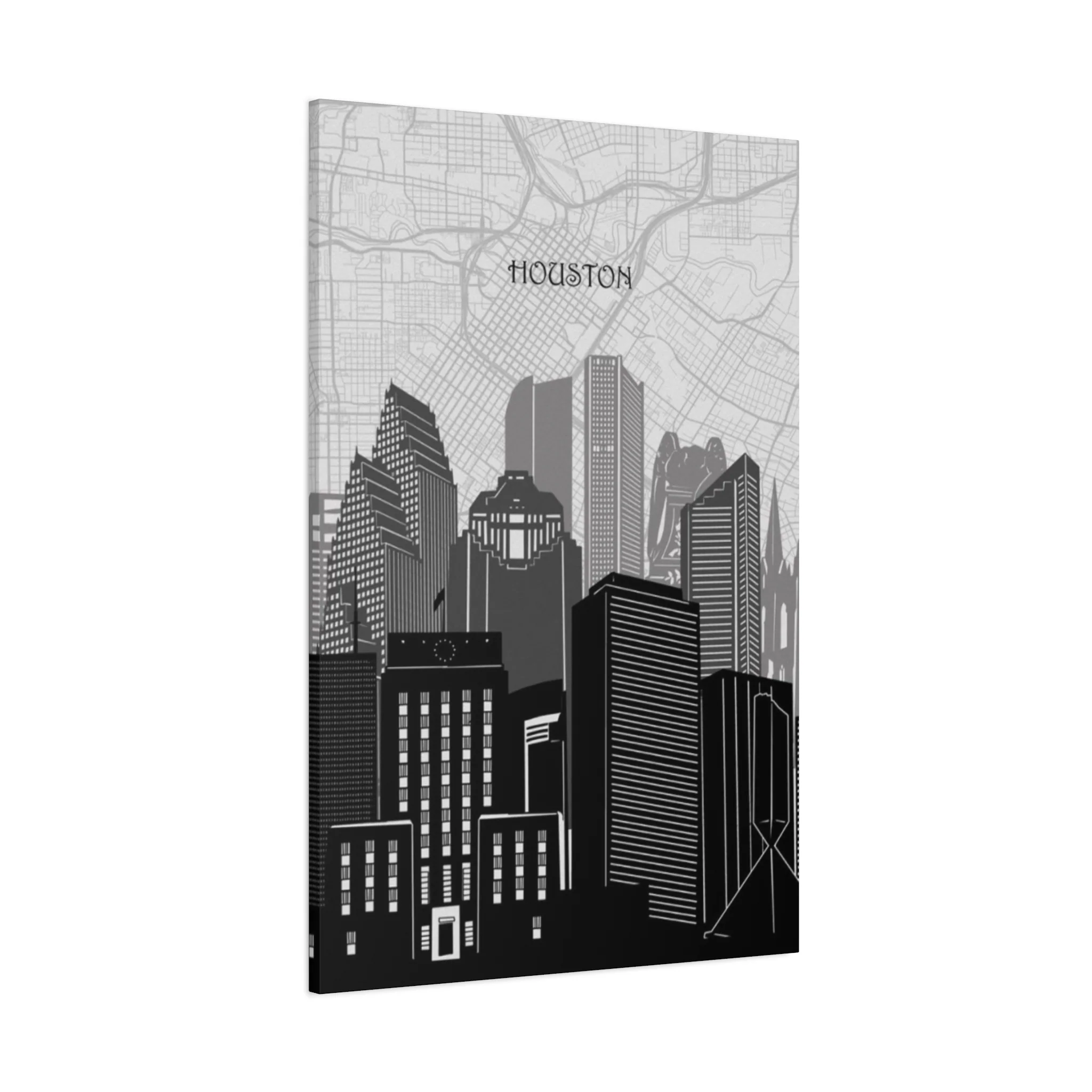 Black and White Houston Skylines Wall Art & Canvas Prints - Image 14