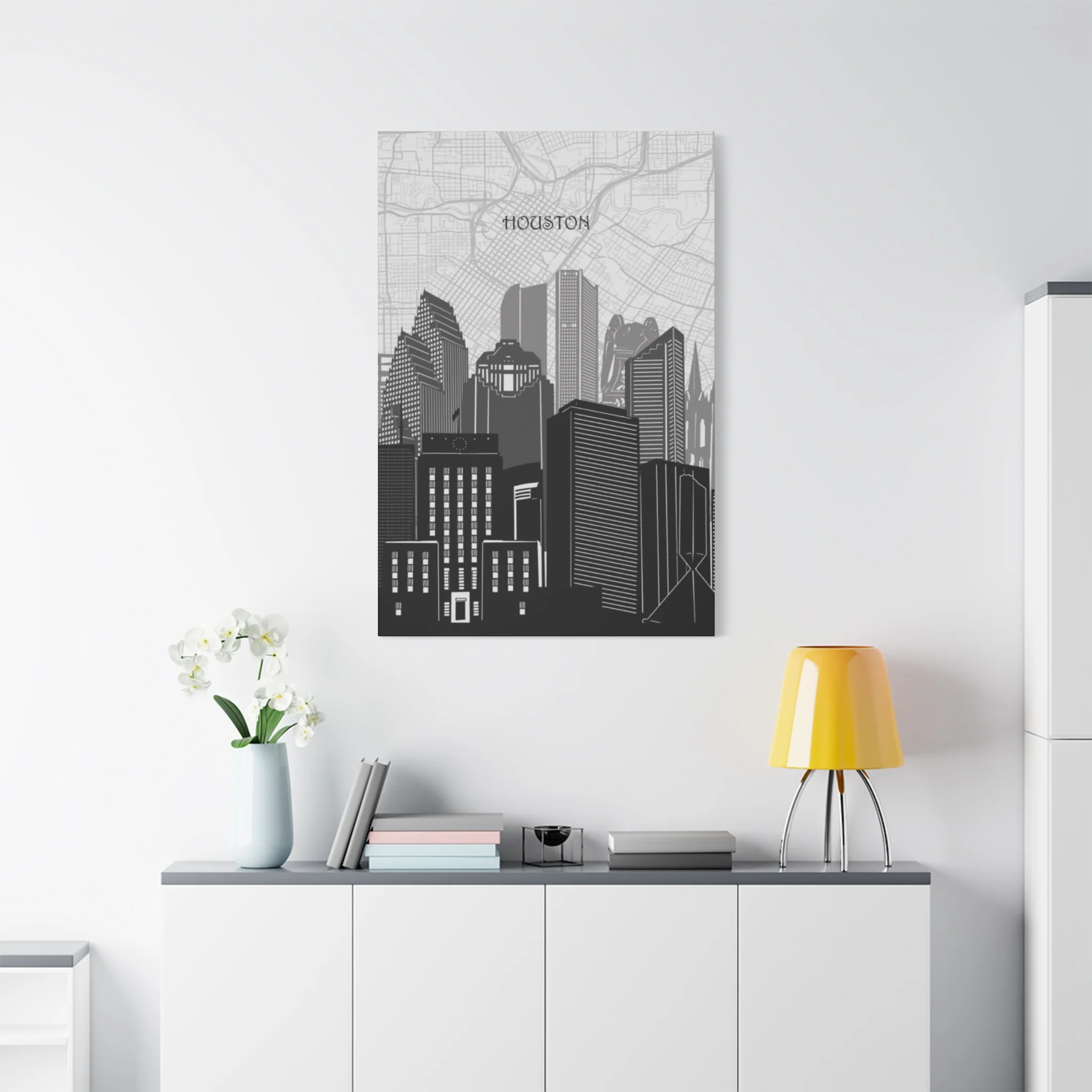 Black and White Houston Skylines Wall Art & Canvas Prints - Image 15