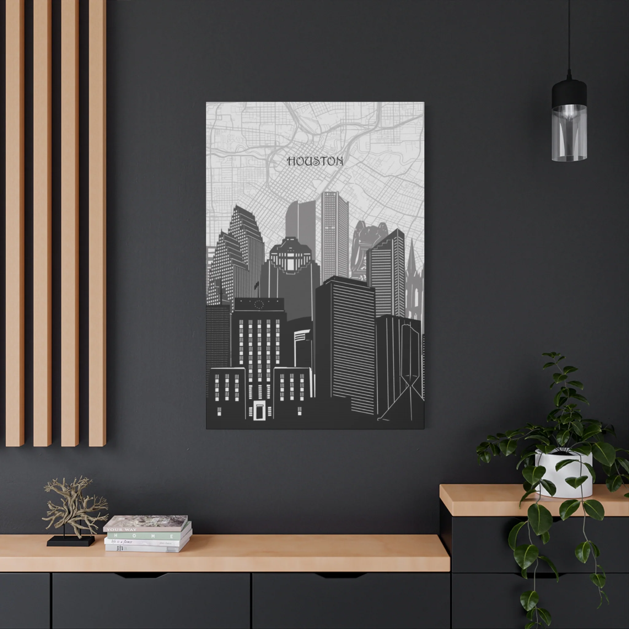 Black and White Houston Skylines Wall Art & Canvas Prints - Image 16