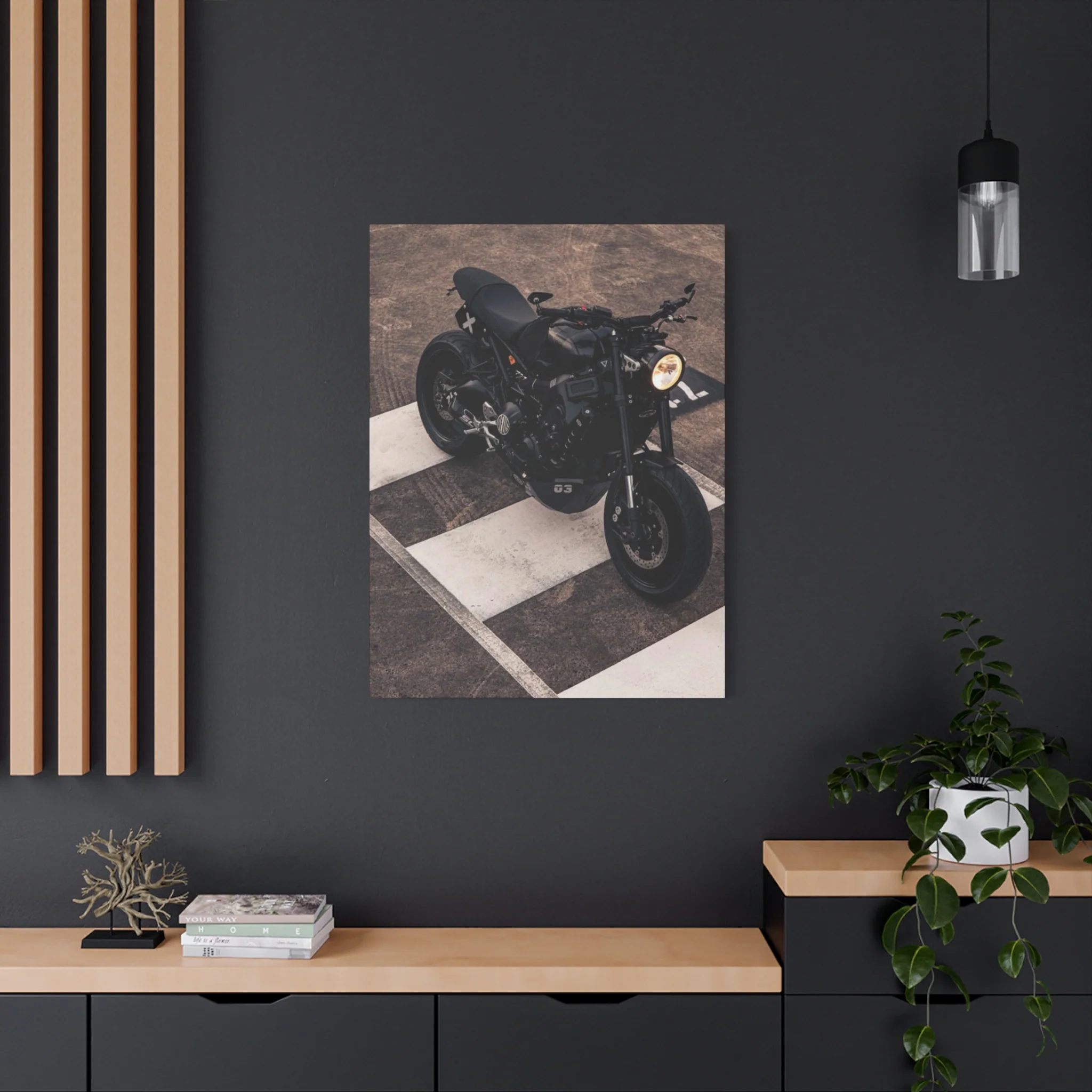 Black Cafe Racer Motorcycle Wall Art & Canvas Prints - Image 13