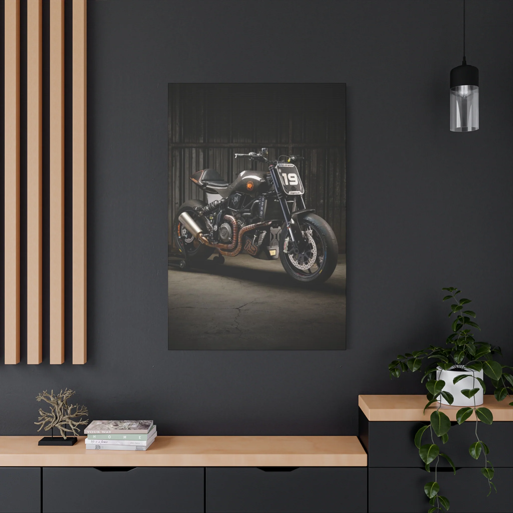 Black Classic Rider Motorcycle Wall Art & Canvas Prints - Image 16