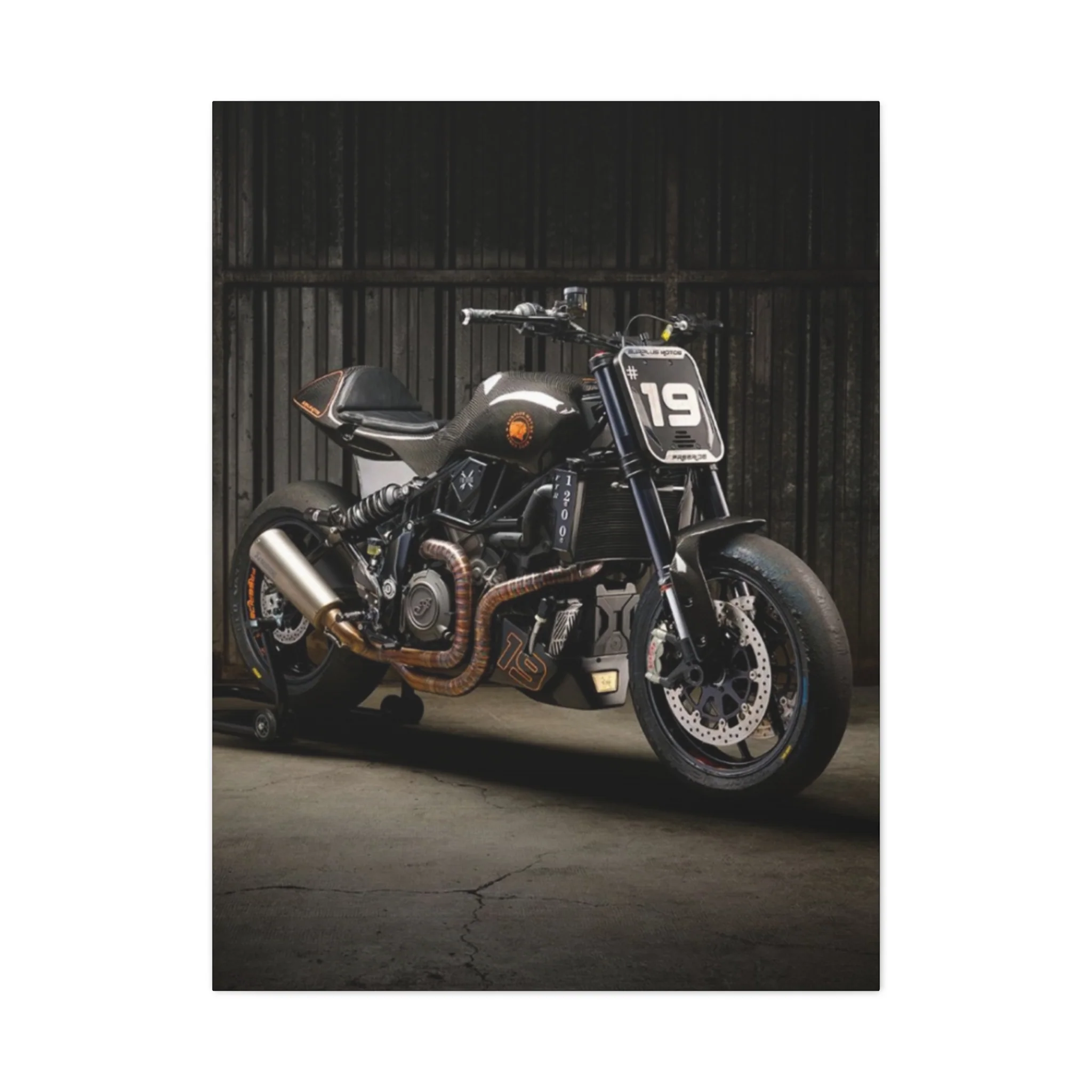 Black Classic Rider Motorcycle Wall Art & Canvas Prints - Image 3