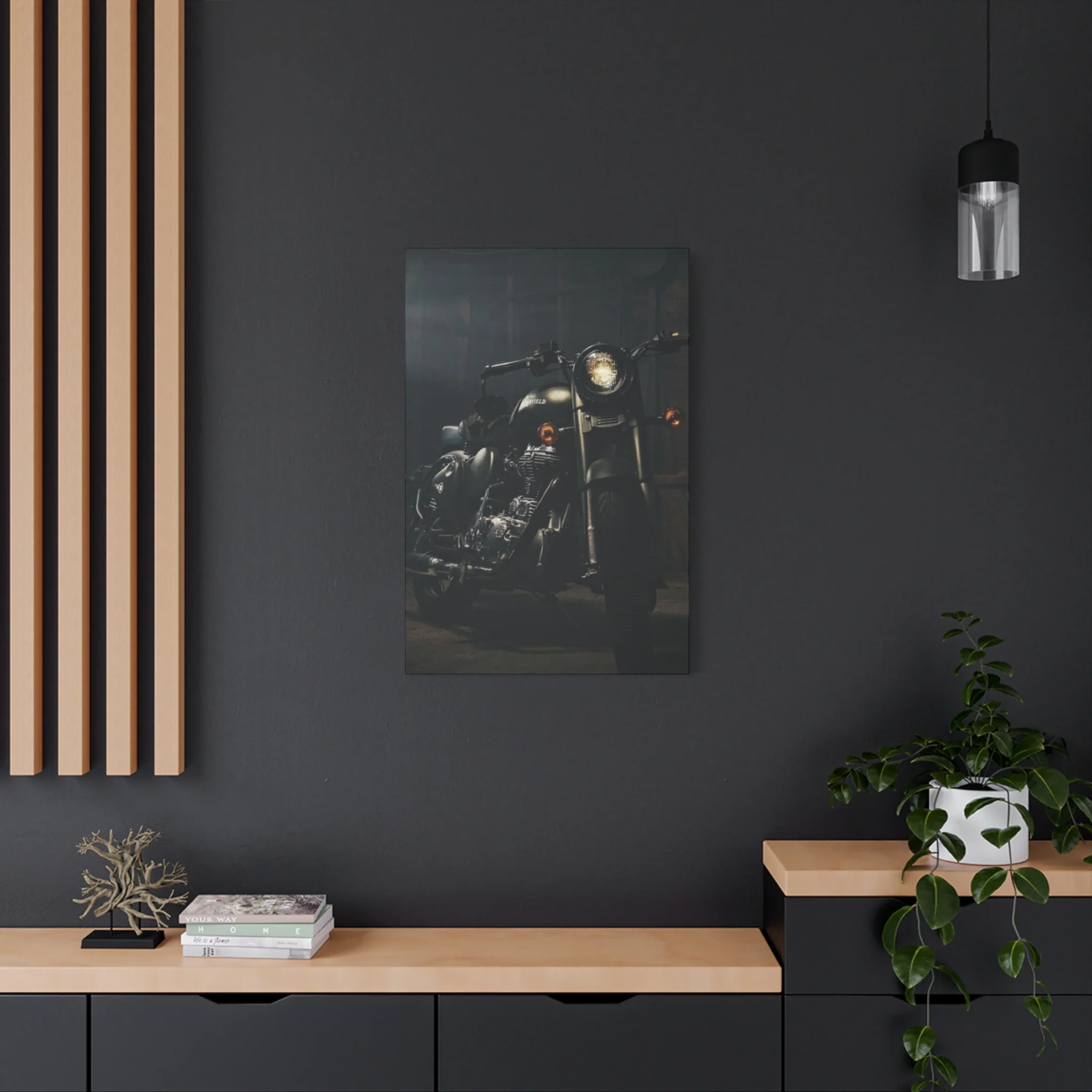 Black Classic Royal Enfield Motorcycle Wall Art & Canvas Prints - Image 10