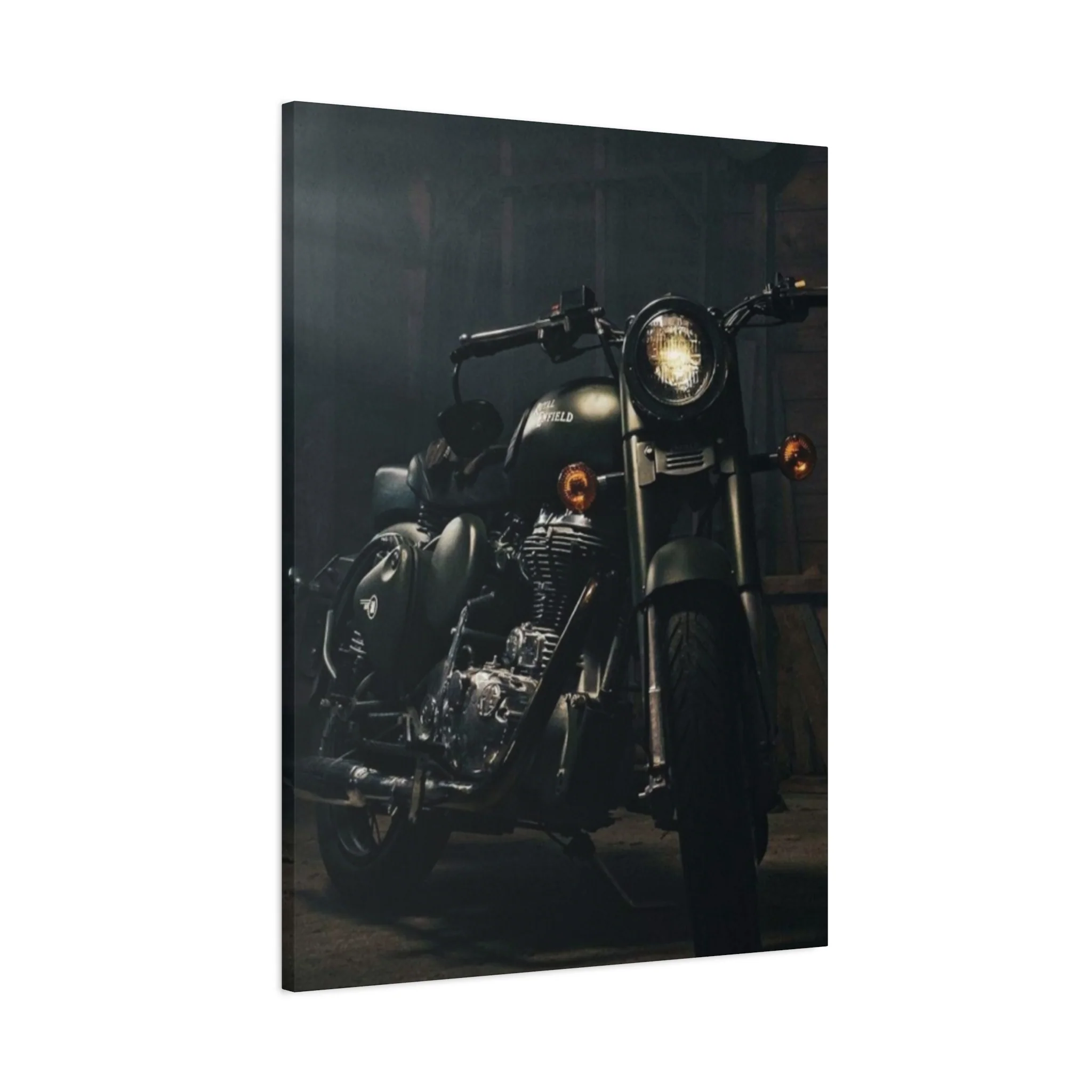 Black Classic Royal Enfield Motorcycle Wall Art & Canvas Prints - Image 11
