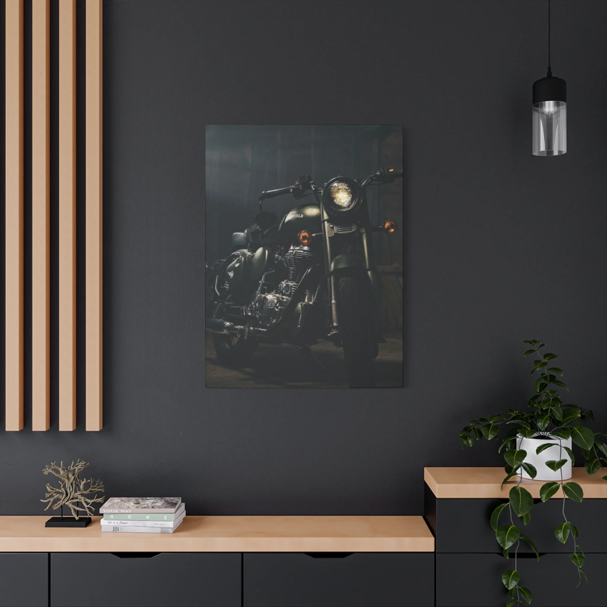 Black Classic Royal Enfield Motorcycle Wall Art & Canvas Prints - Image 13