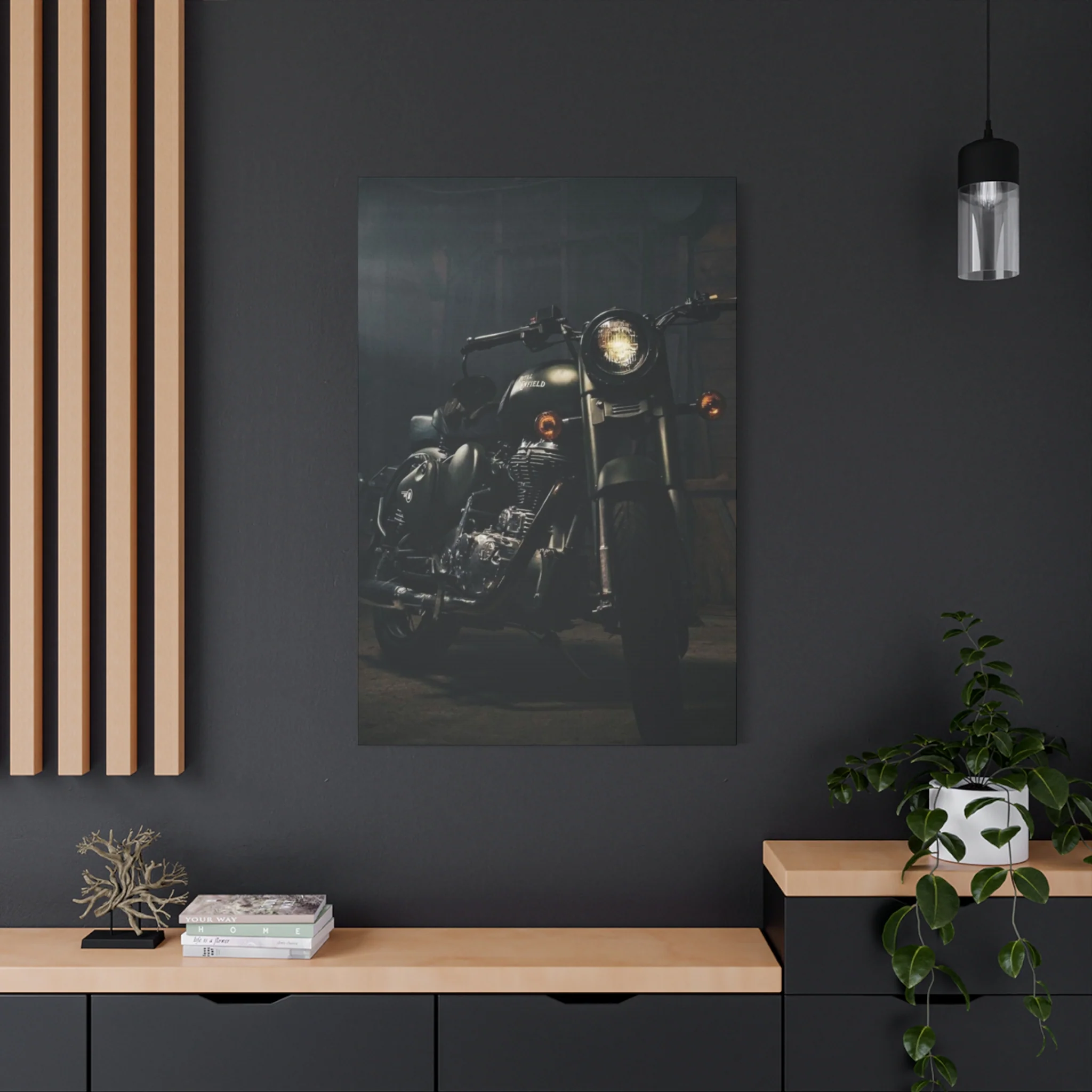 Black Classic Royal Enfield Motorcycle Wall Art & Canvas Prints - Image 16