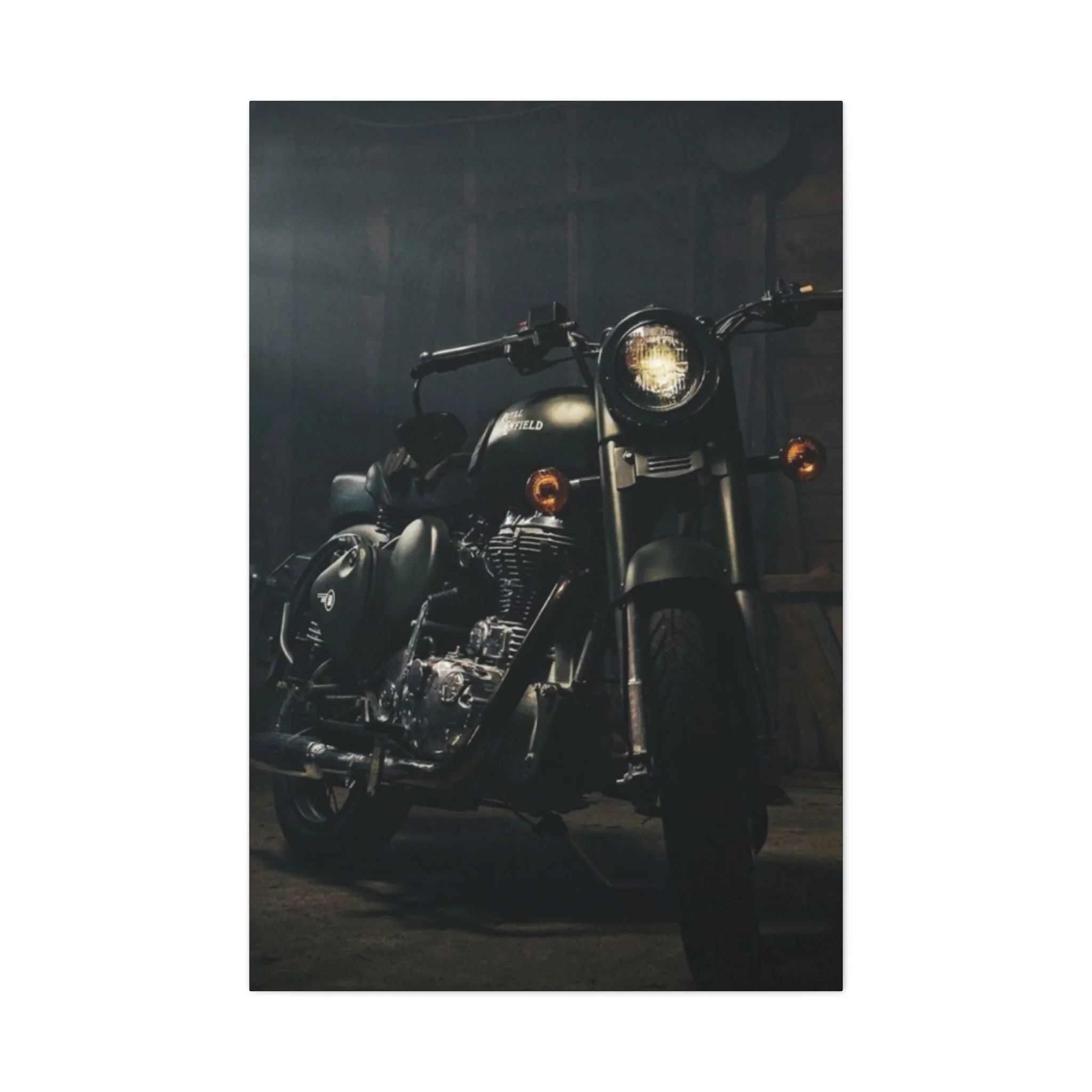Black Classic Royal Enfield Motorcycle Wall Art & Canvas Prints - Image 4
