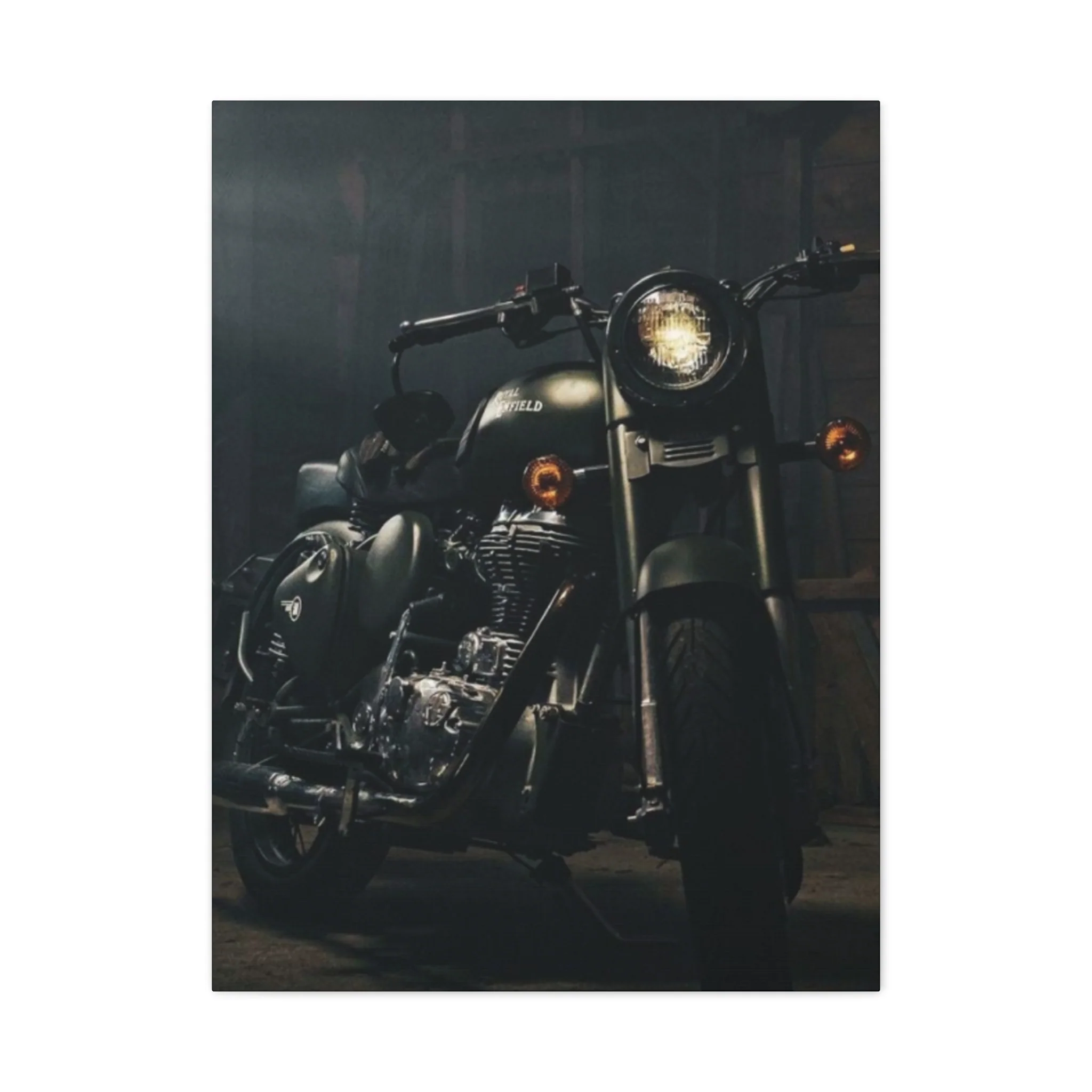 Black Classic Royal Enfield Motorcycle Wall Art & Canvas Prints - Image 5