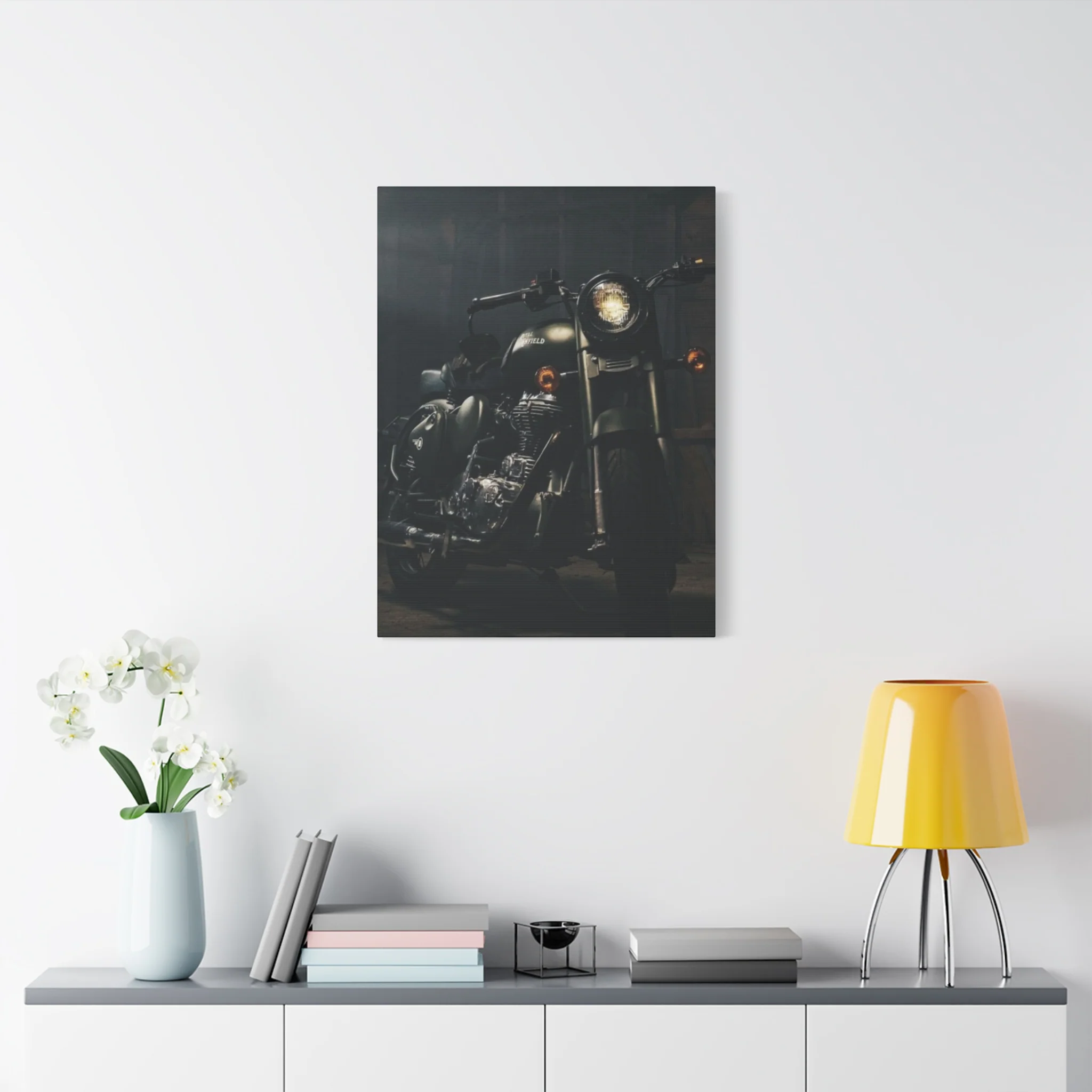 Black Classic Royal Enfield Motorcycle Wall Art & Canvas Prints - Image 6