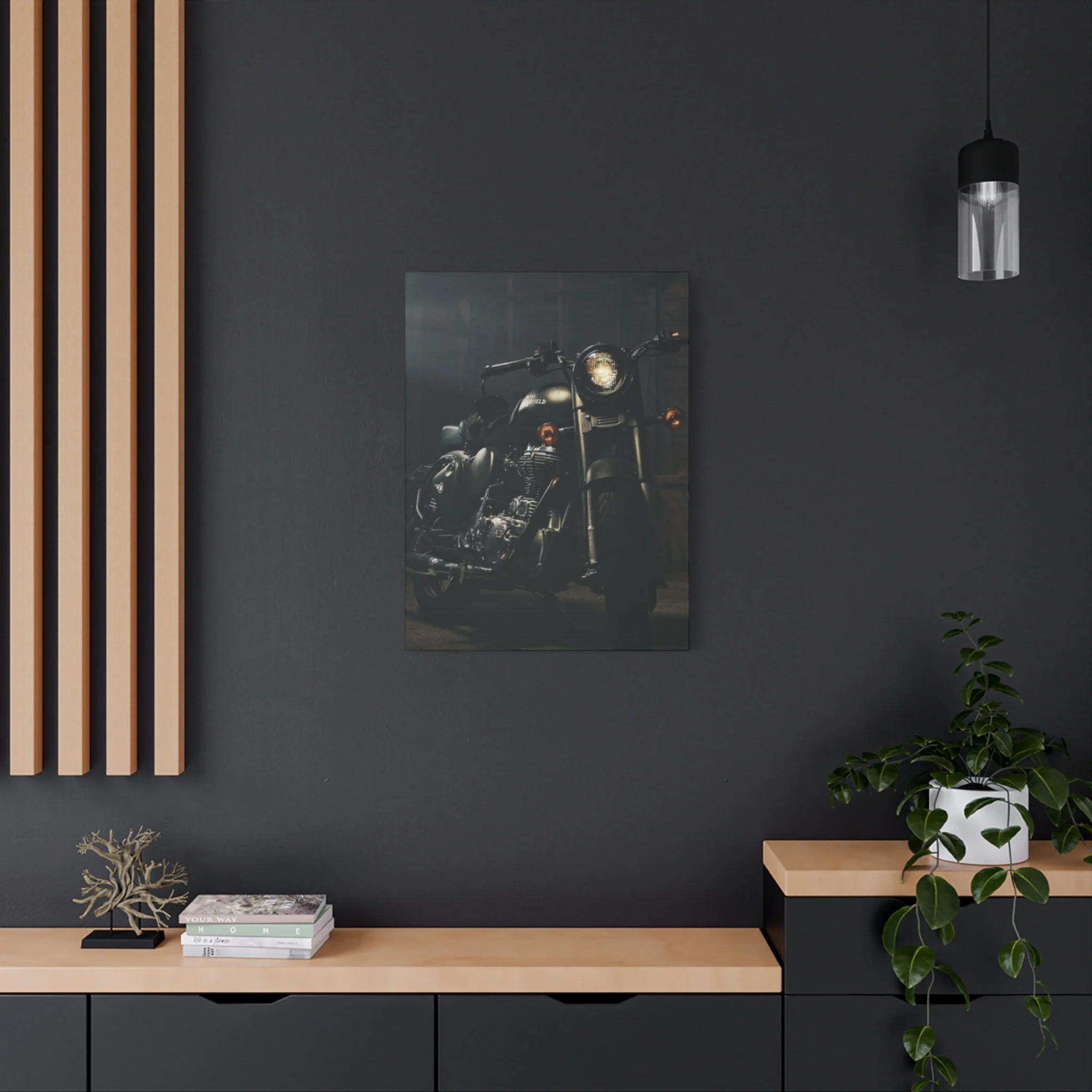 Black Classic Royal Enfield Motorcycle Wall Art & Canvas Prints - Image 7