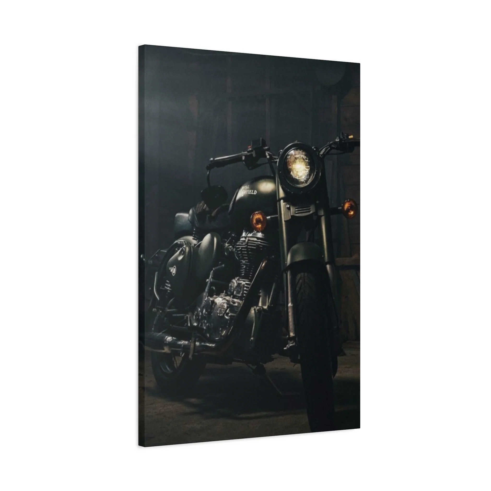 Black Classic Royal Enfield Motorcycle Wall Art & Canvas Prints - Image 8