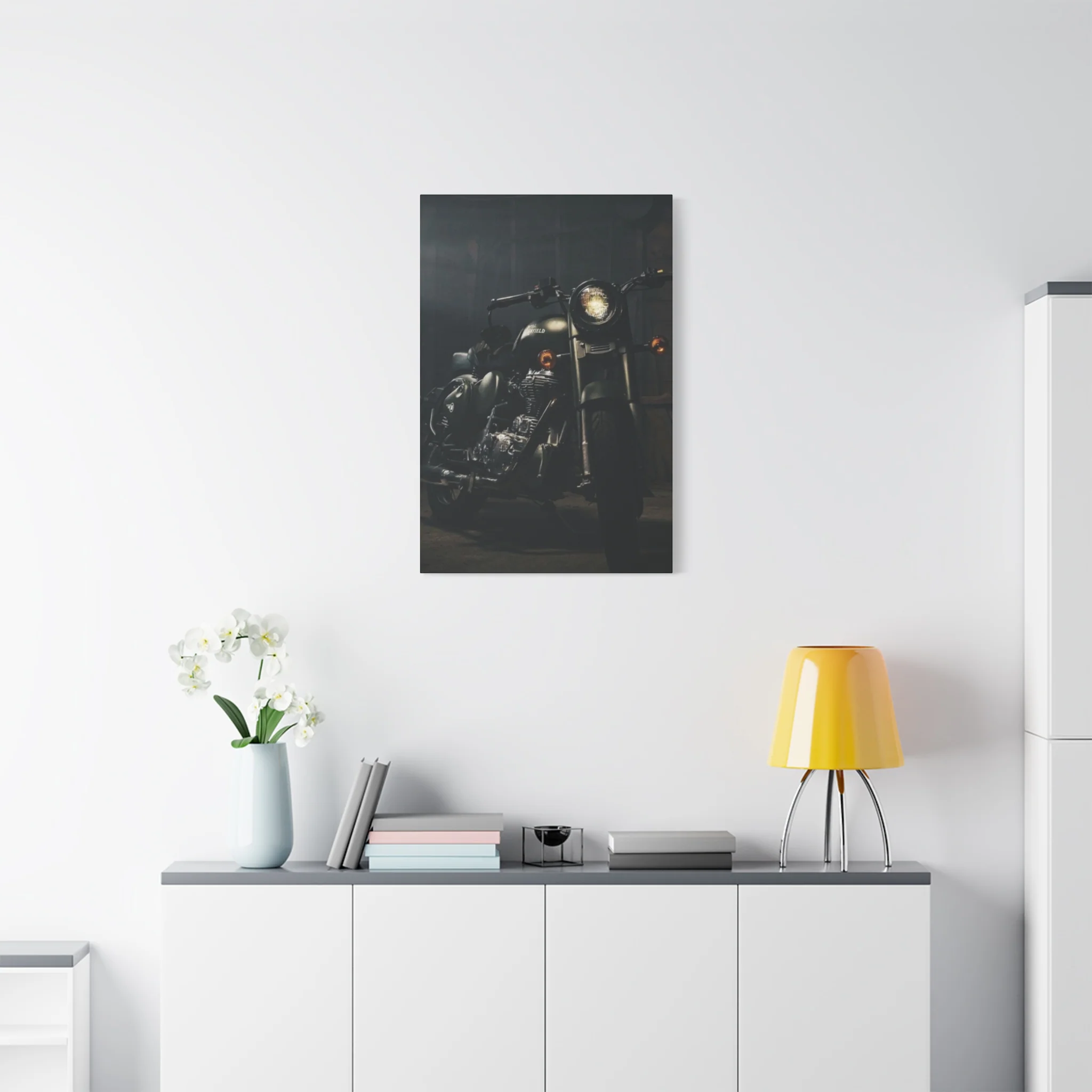 Black Classic Royal Enfield Motorcycle Wall Art & Canvas Prints - Image 9
