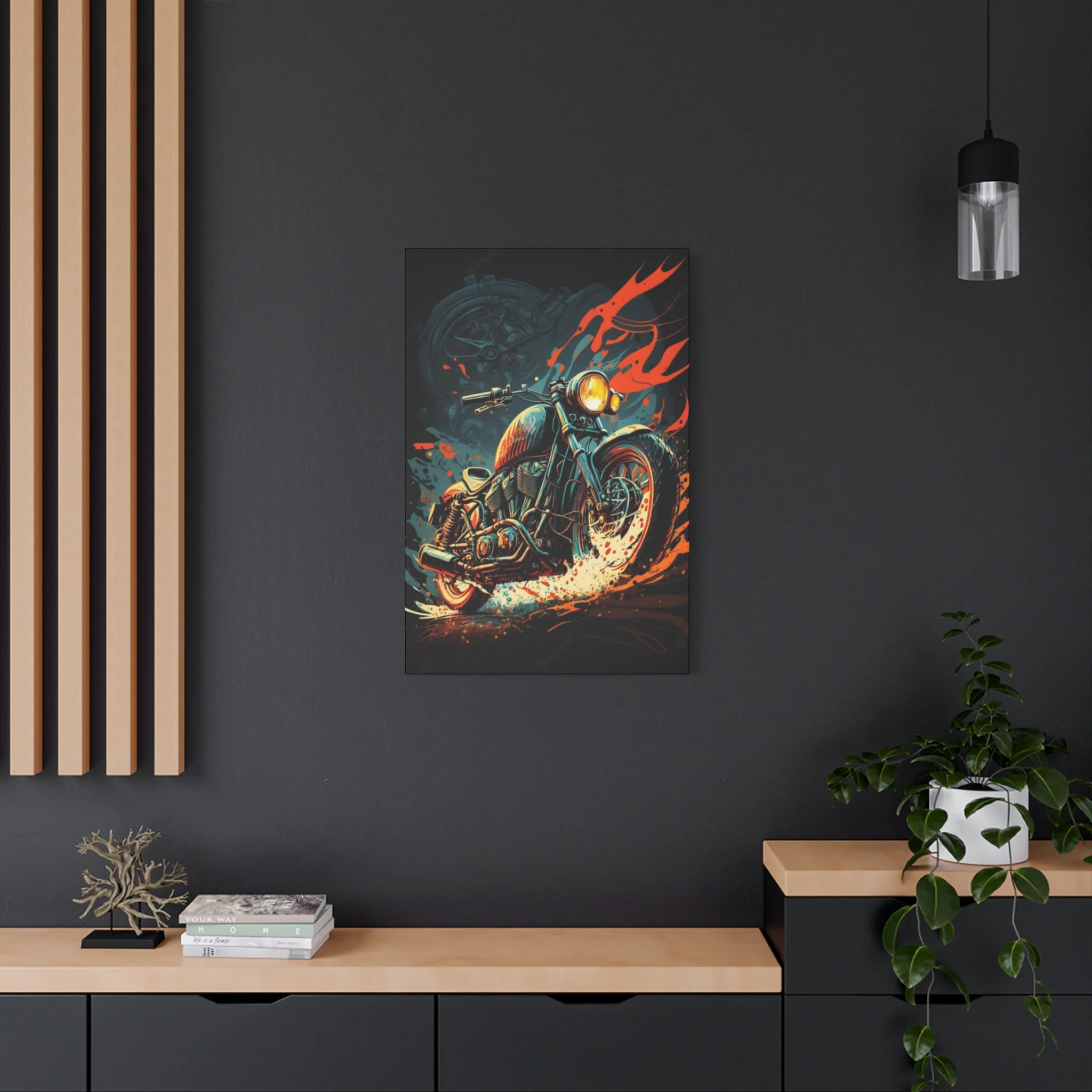 Black Ghost Rider Motorcycle Wall Art & Canvas Prints - Image 10