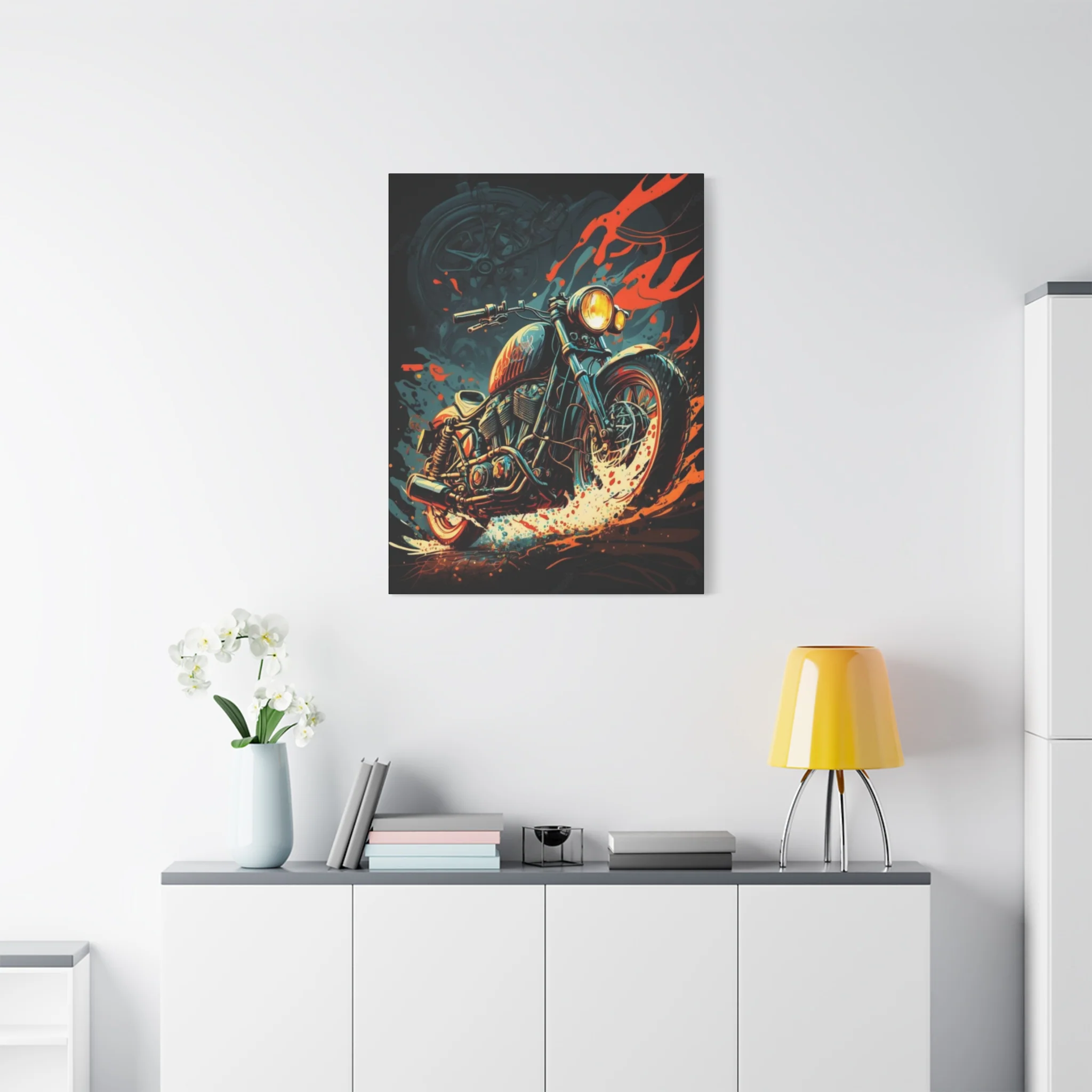 Black Ghost Rider Motorcycle Wall Art & Canvas Prints - Image 12