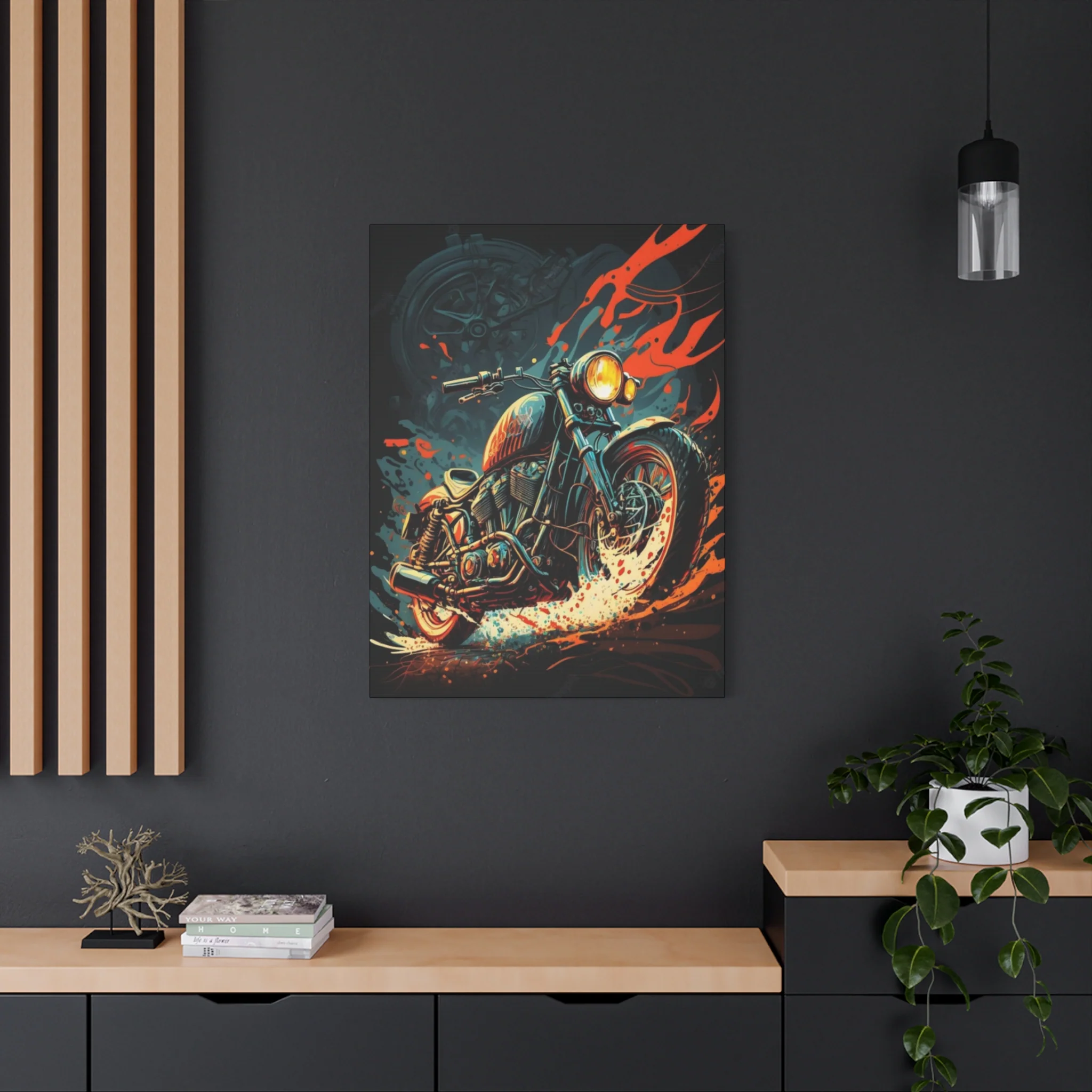Black Ghost Rider Motorcycle Wall Art & Canvas Prints - Image 13