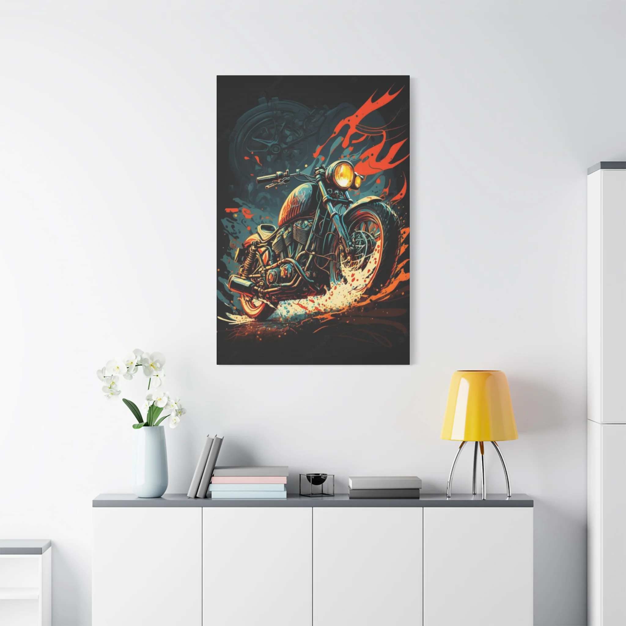 Black Ghost Rider Motorcycle Wall Art & Canvas Prints - Image 15