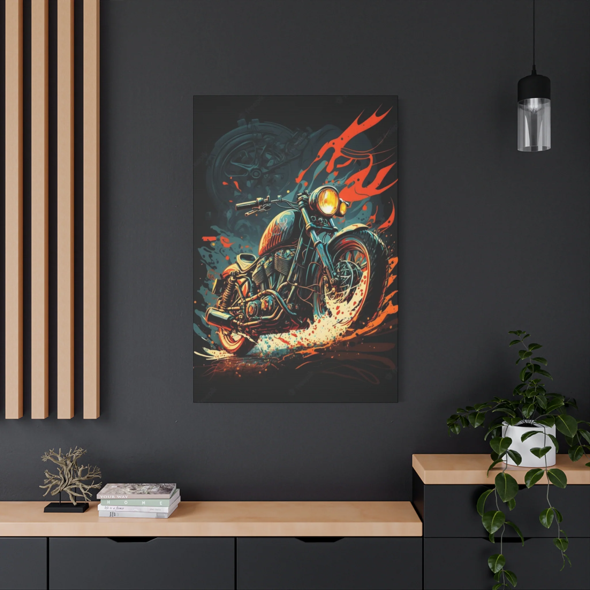 Black Ghost Rider Motorcycle Wall Art & Canvas Prints - Image 16