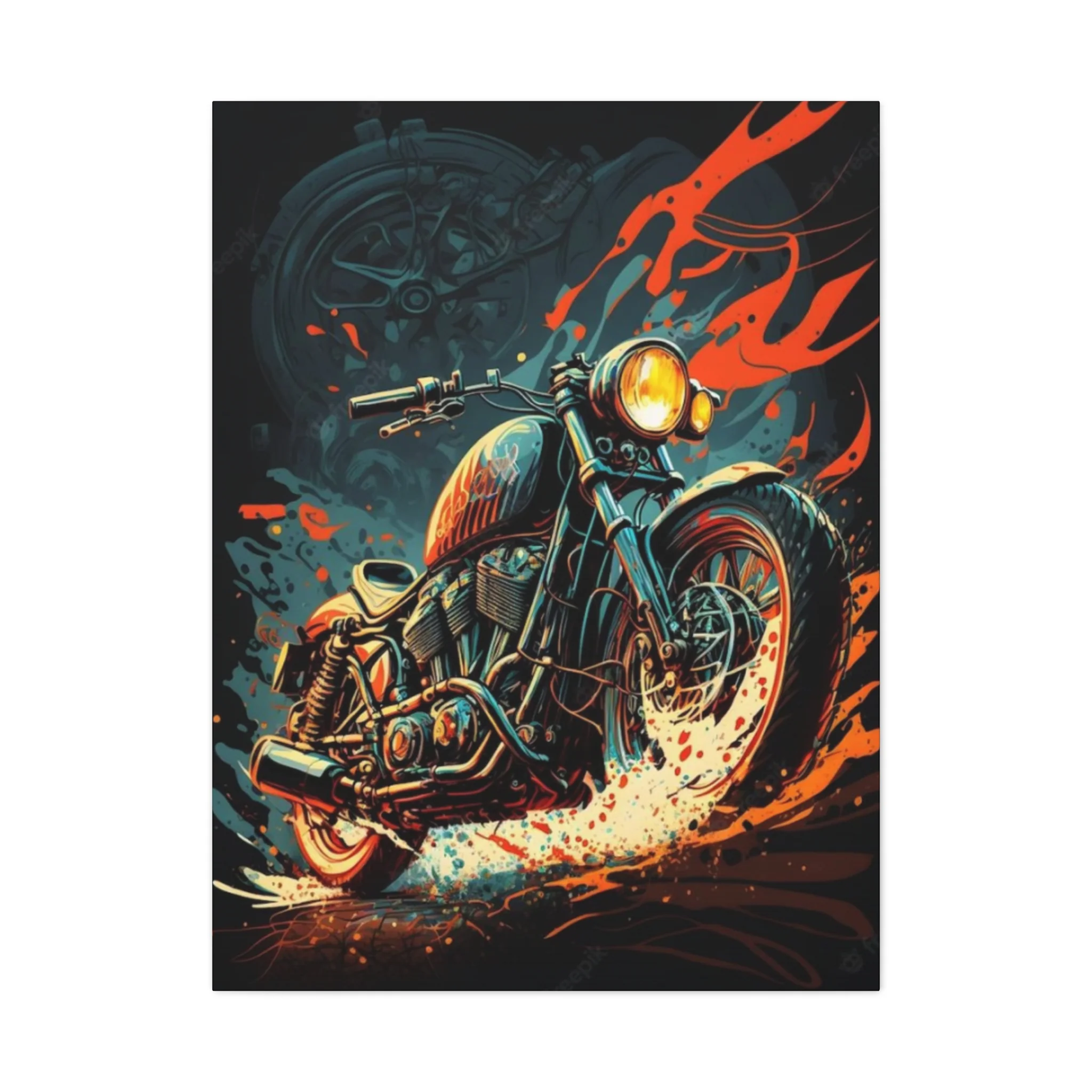 Black Ghost Rider Motorcycle Wall Art & Canvas Prints - Image 3