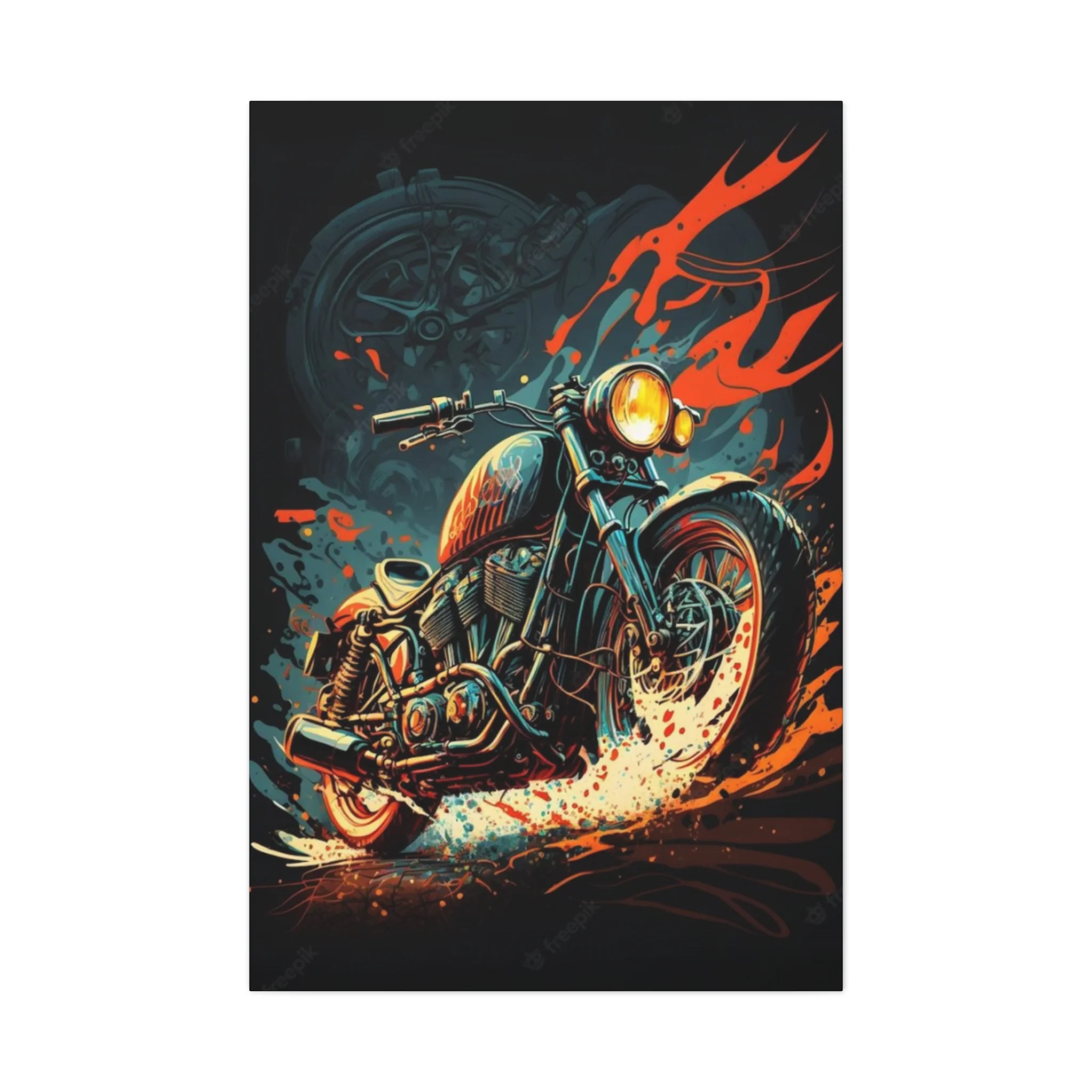 Black Ghost Rider Motorcycle Wall Art & Canvas Prints - Image 4