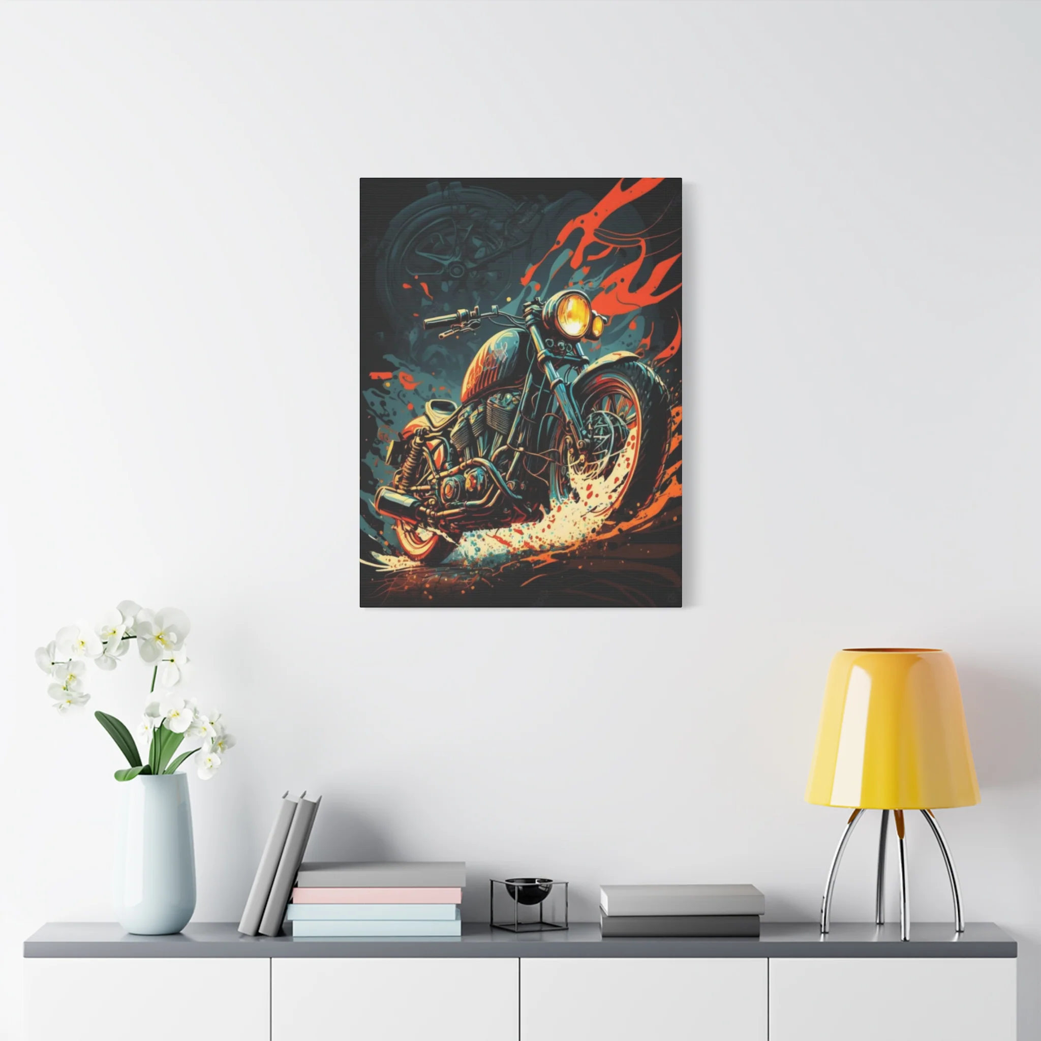 Black Ghost Rider Motorcycle Wall Art & Canvas Prints - Image 6