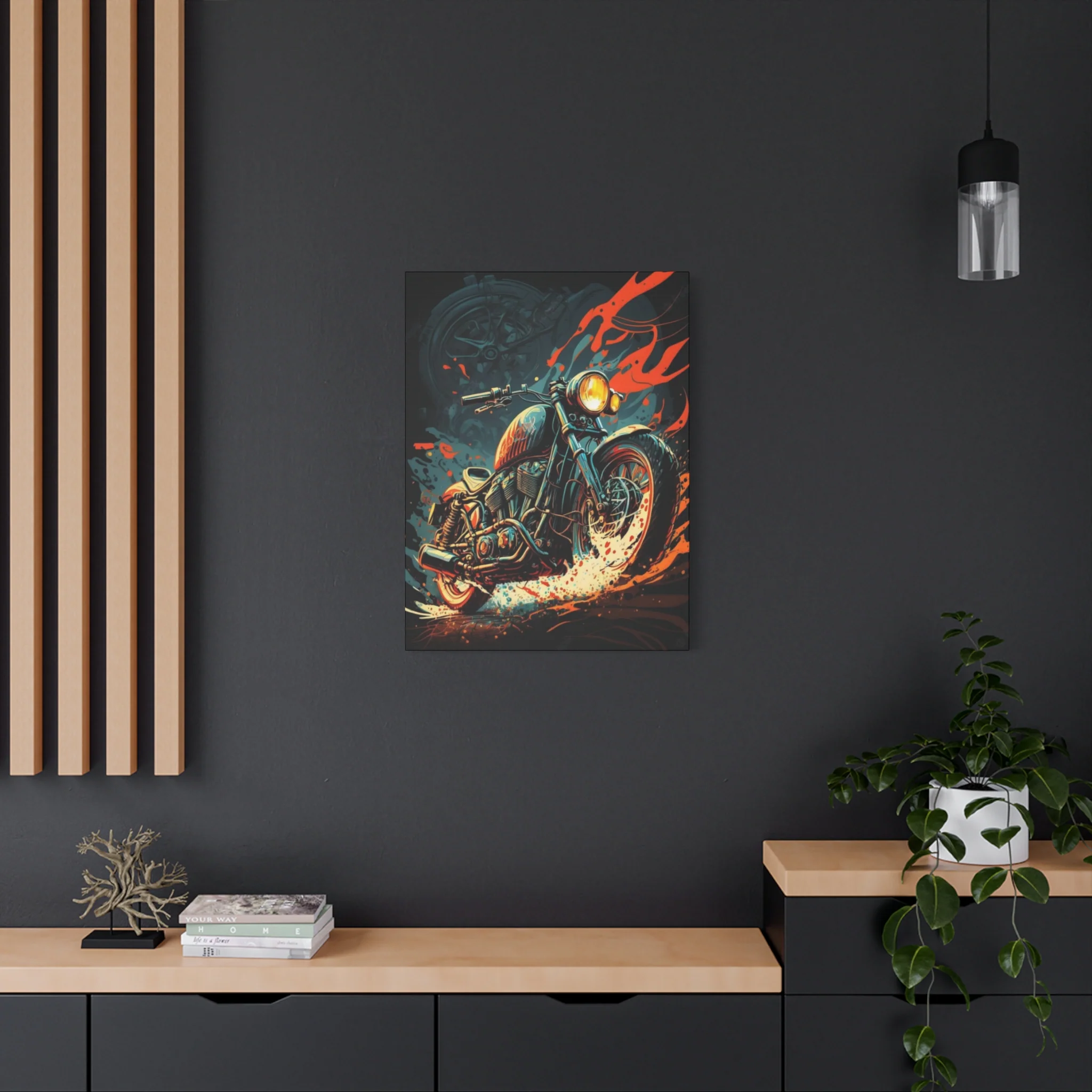 Black Ghost Rider Motorcycle Wall Art & Canvas Prints - Image 7