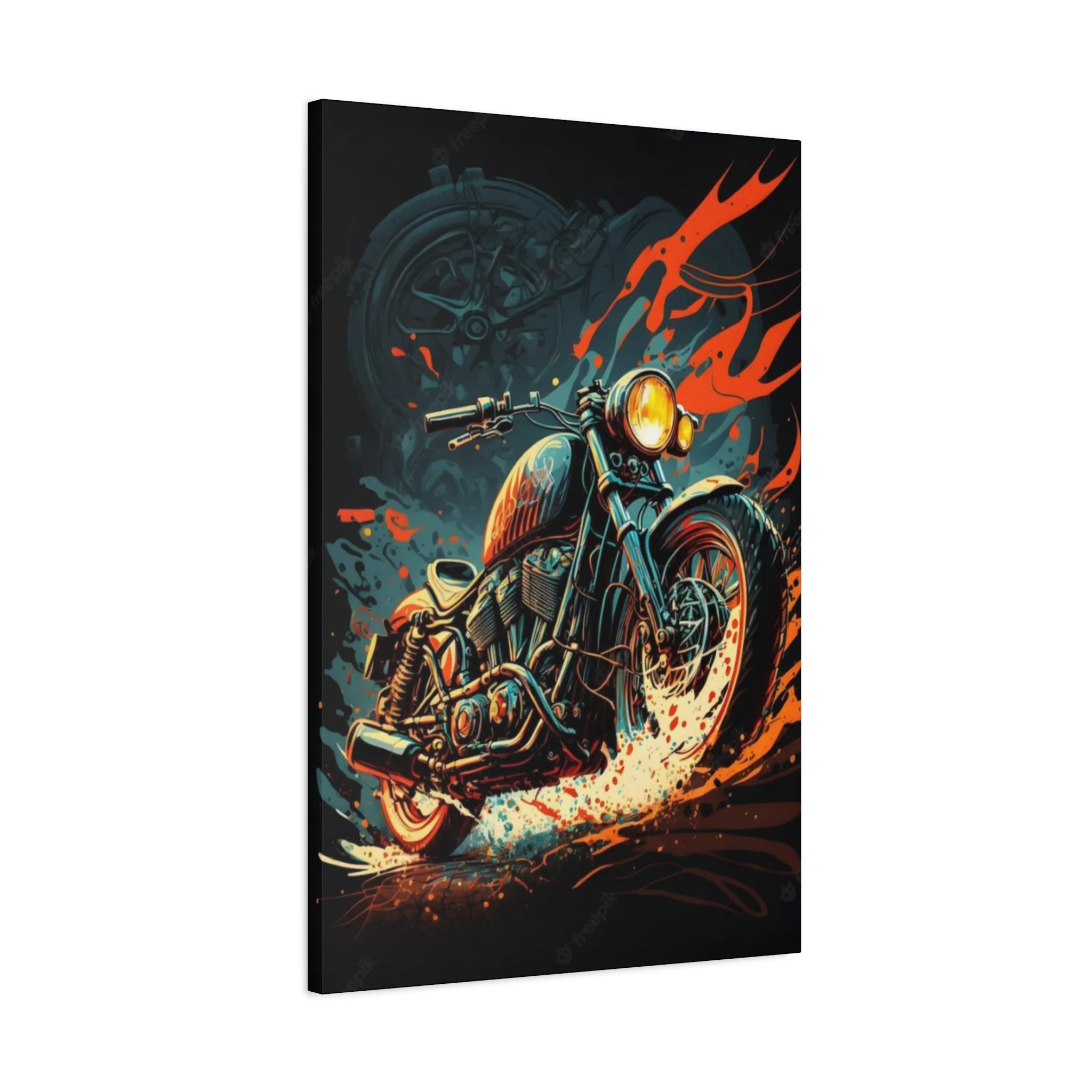 Black Ghost Rider Motorcycle Wall Art & Canvas Prints - Image 8