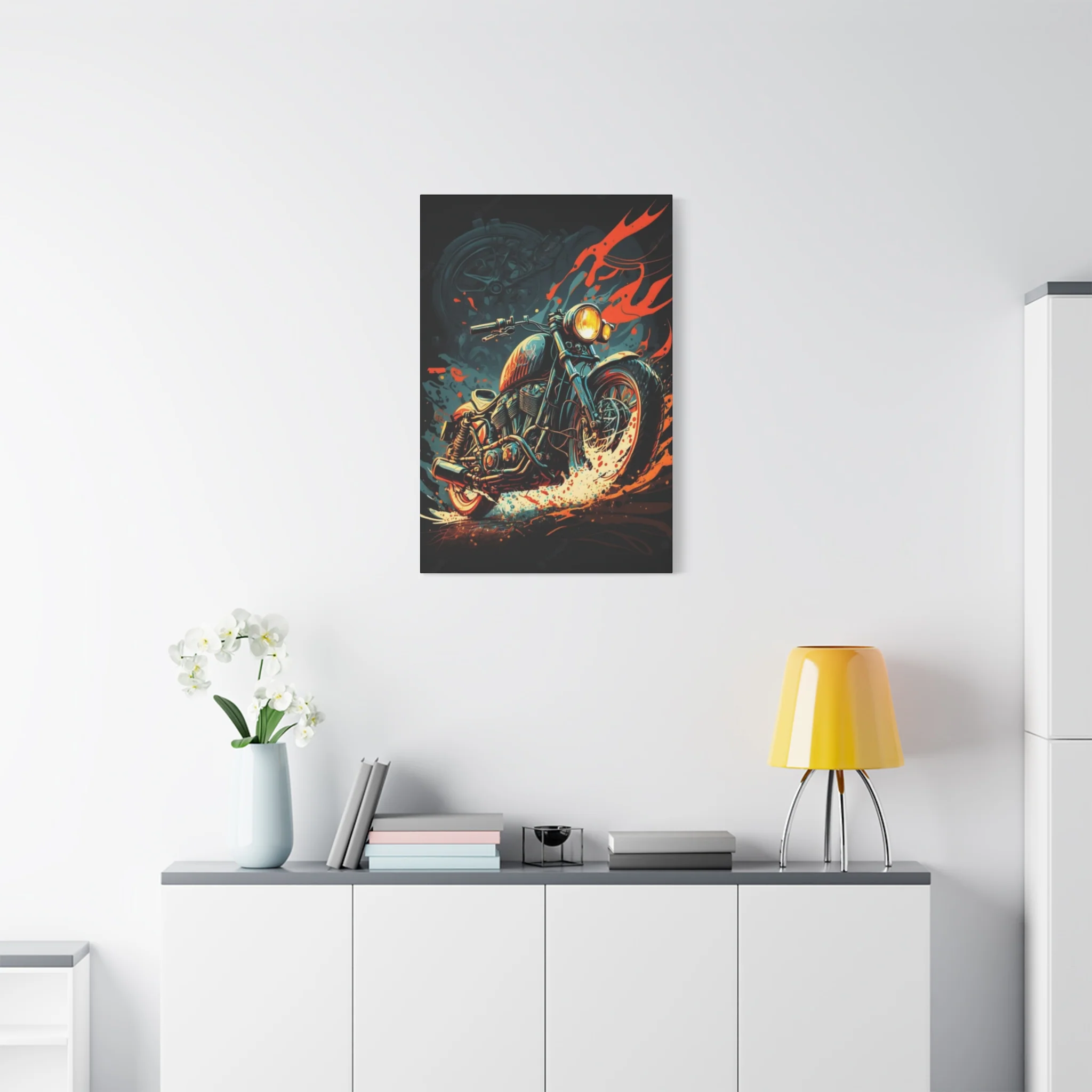 Black Ghost Rider Motorcycle Wall Art & Canvas Prints - Image 9