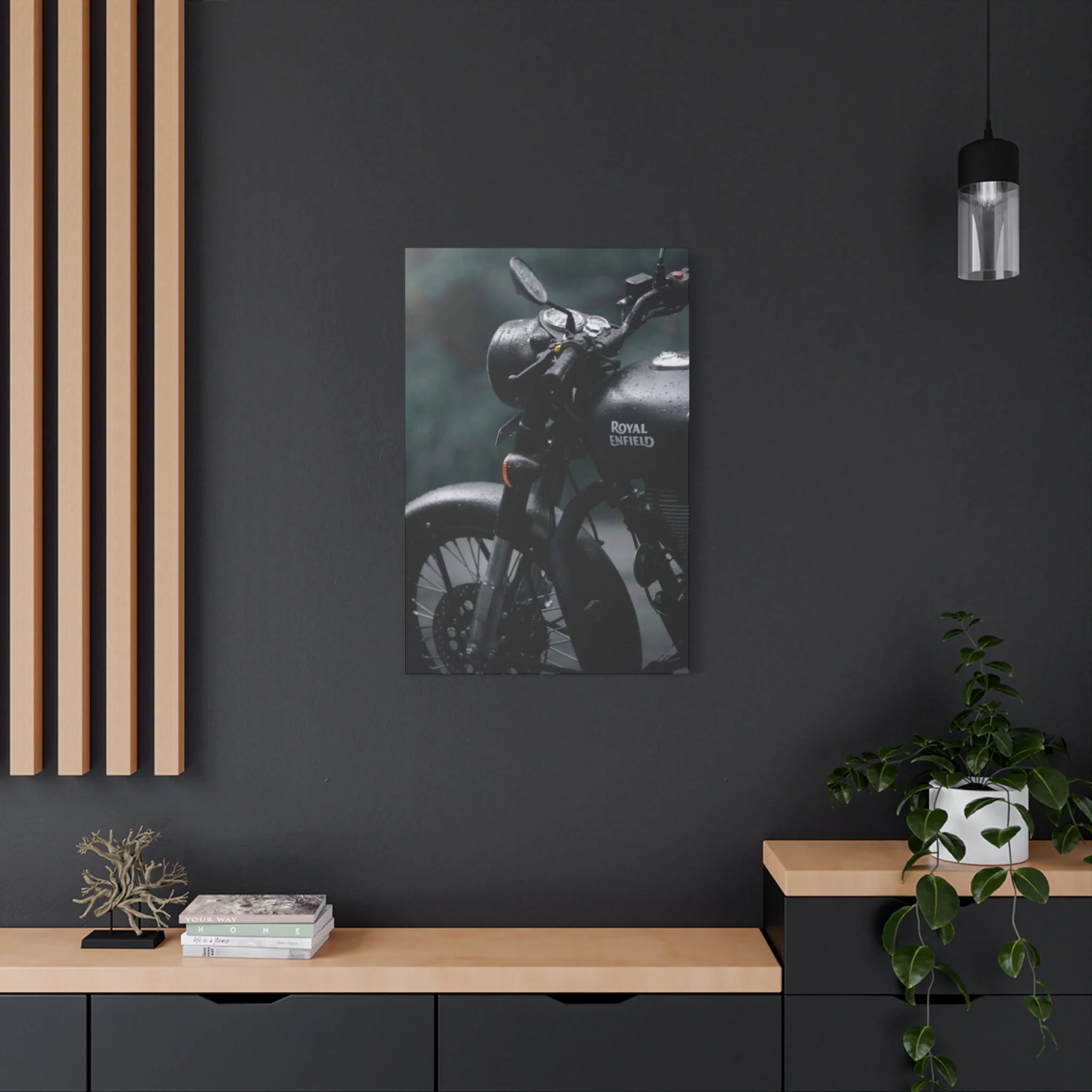 Black Royal Enfield Motorcycle Wall Art & Canvas Prints - Image 10