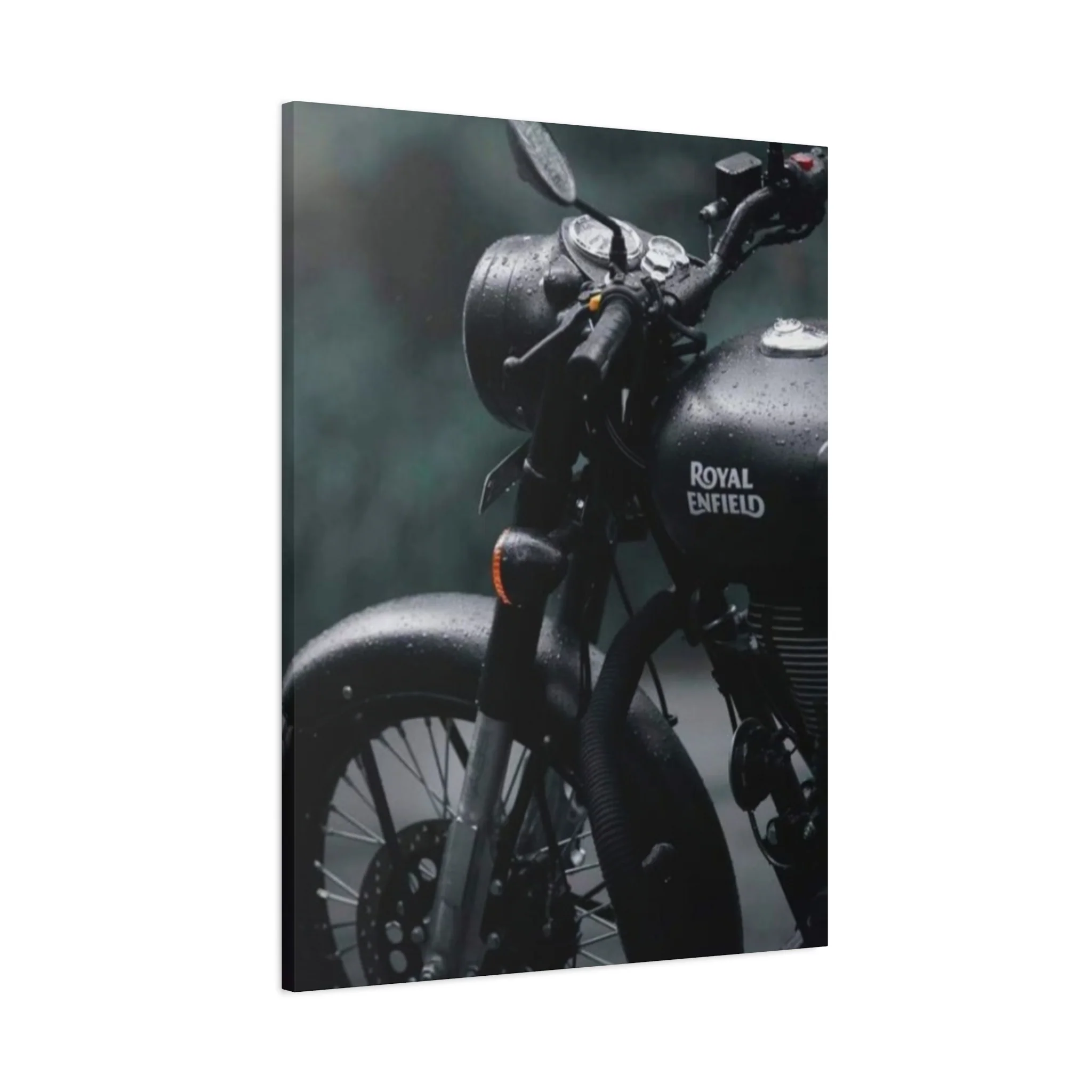 Black Royal Enfield Motorcycle Wall Art & Canvas Prints - Image 11