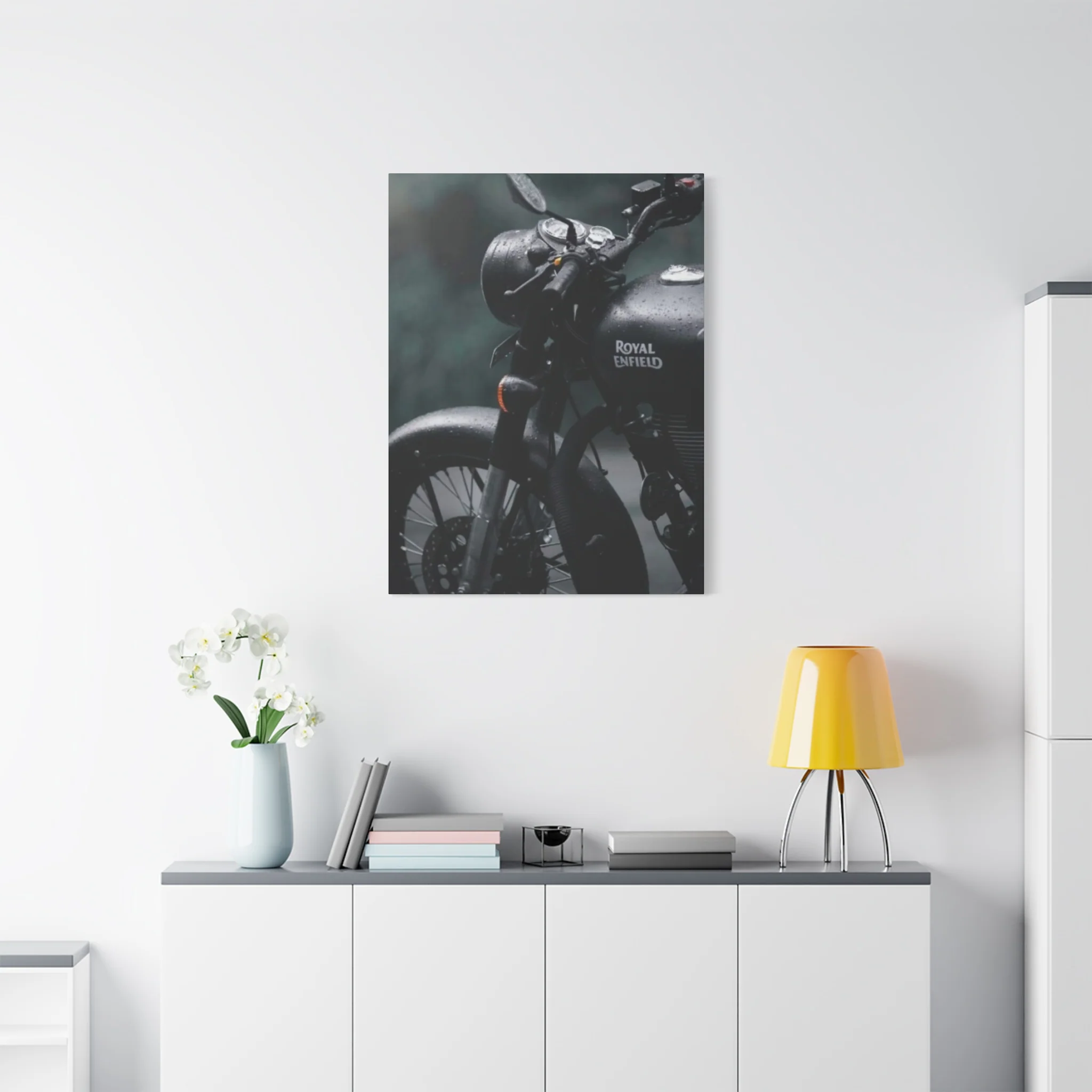 Black Royal Enfield Motorcycle Wall Art & Canvas Prints - Image 12
