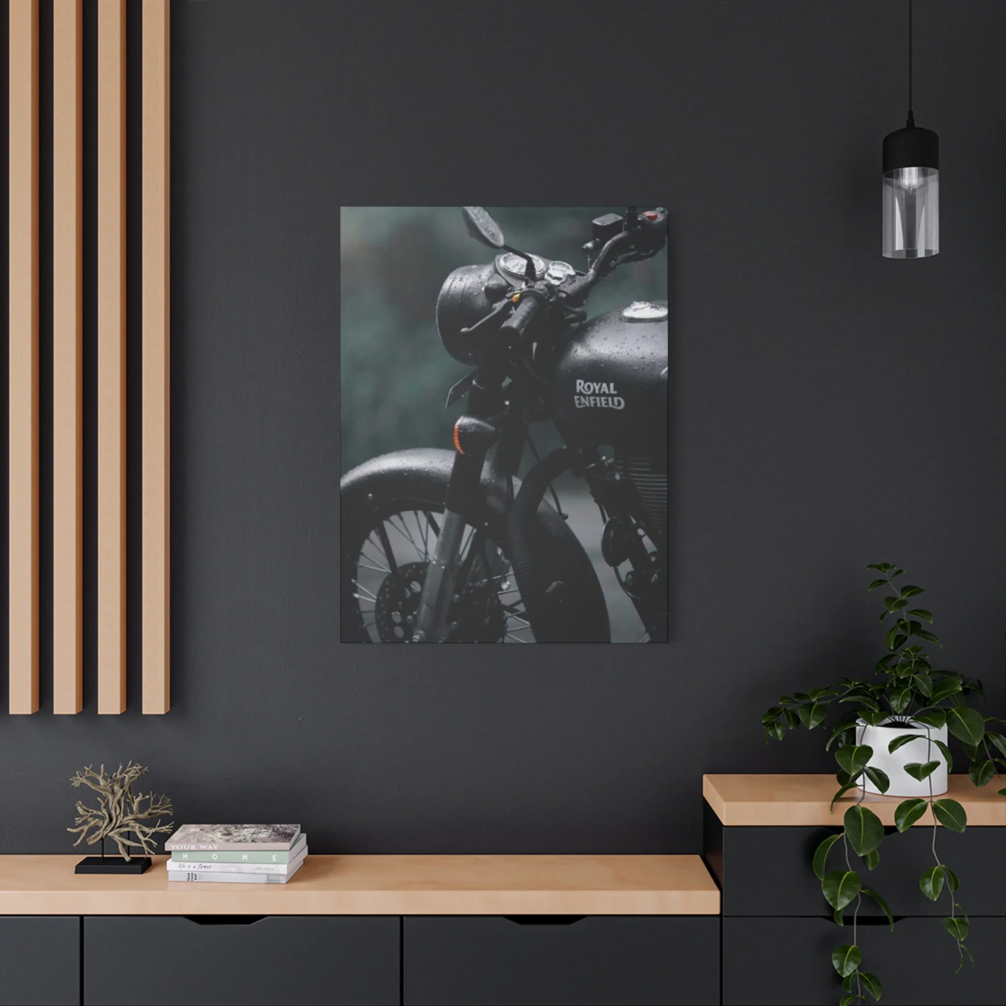 Black Royal Enfield Motorcycle Wall Art & Canvas Prints - Image 13