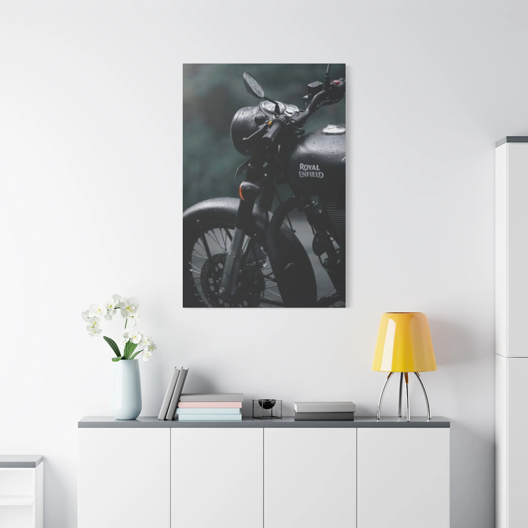 Black Royal Enfield Motorcycle Wall Art & Canvas Prints - Image 15