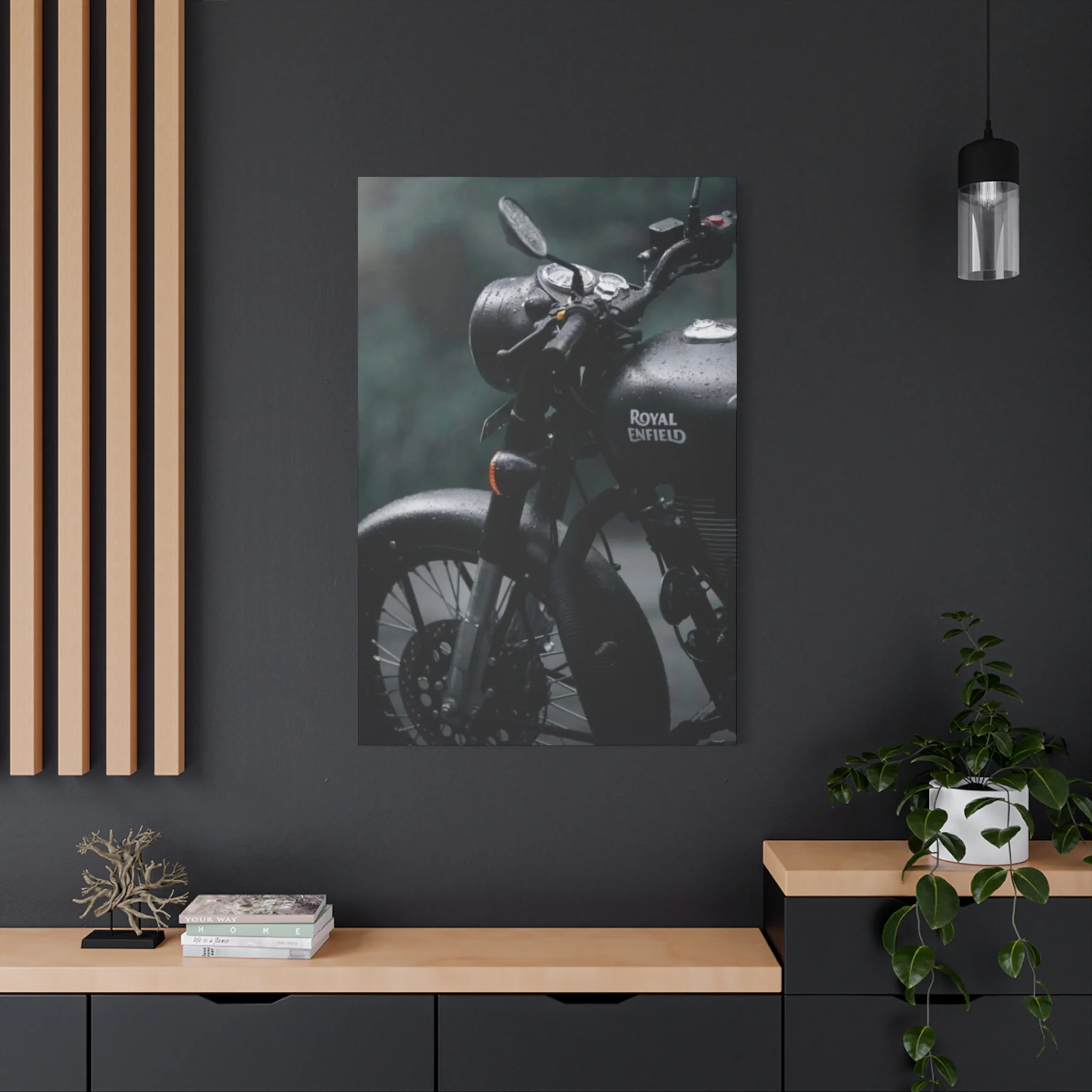 Black Royal Enfield Motorcycle Wall Art & Canvas Prints - Image 16