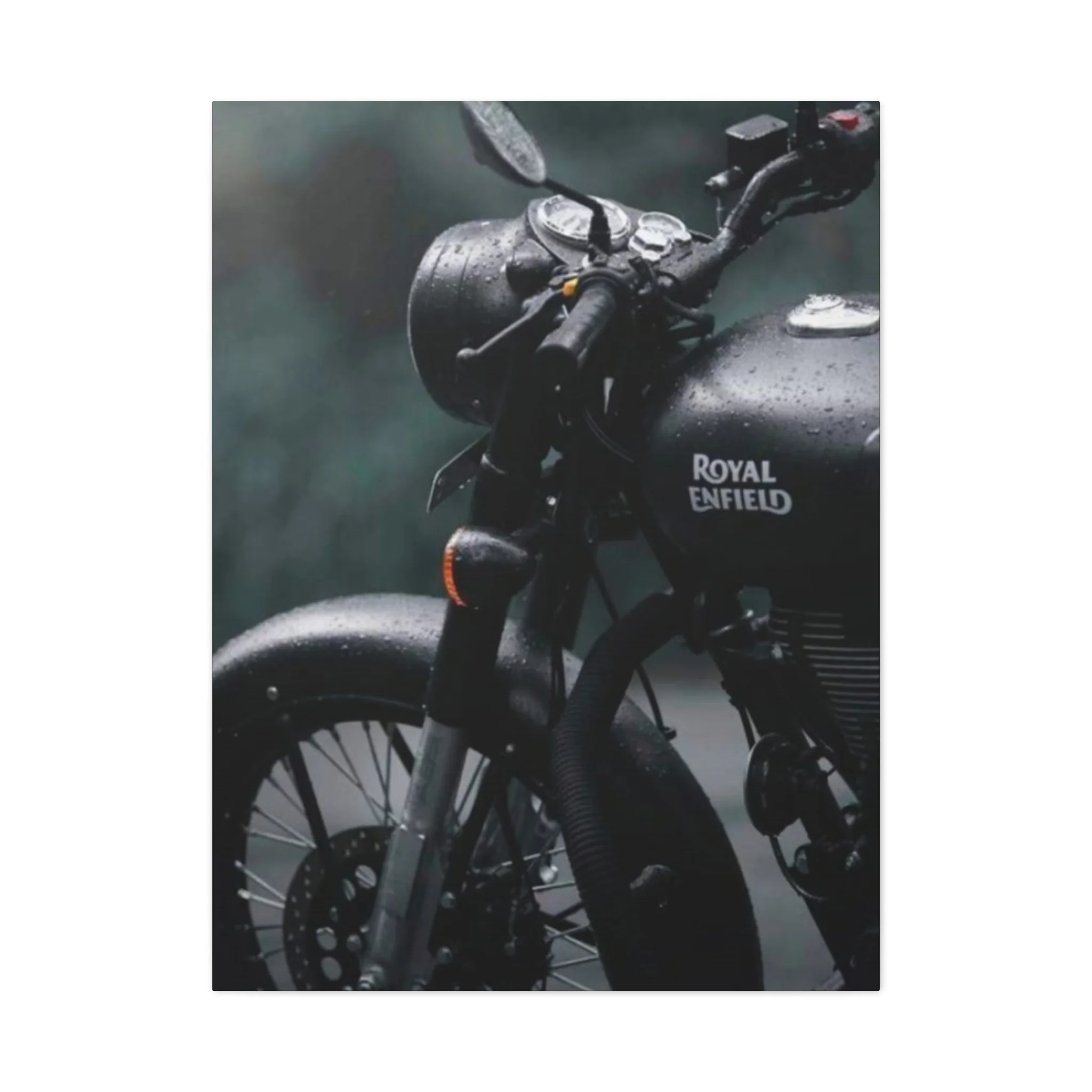Black Royal Enfield Motorcycle Wall Art & Canvas Prints - Image 3