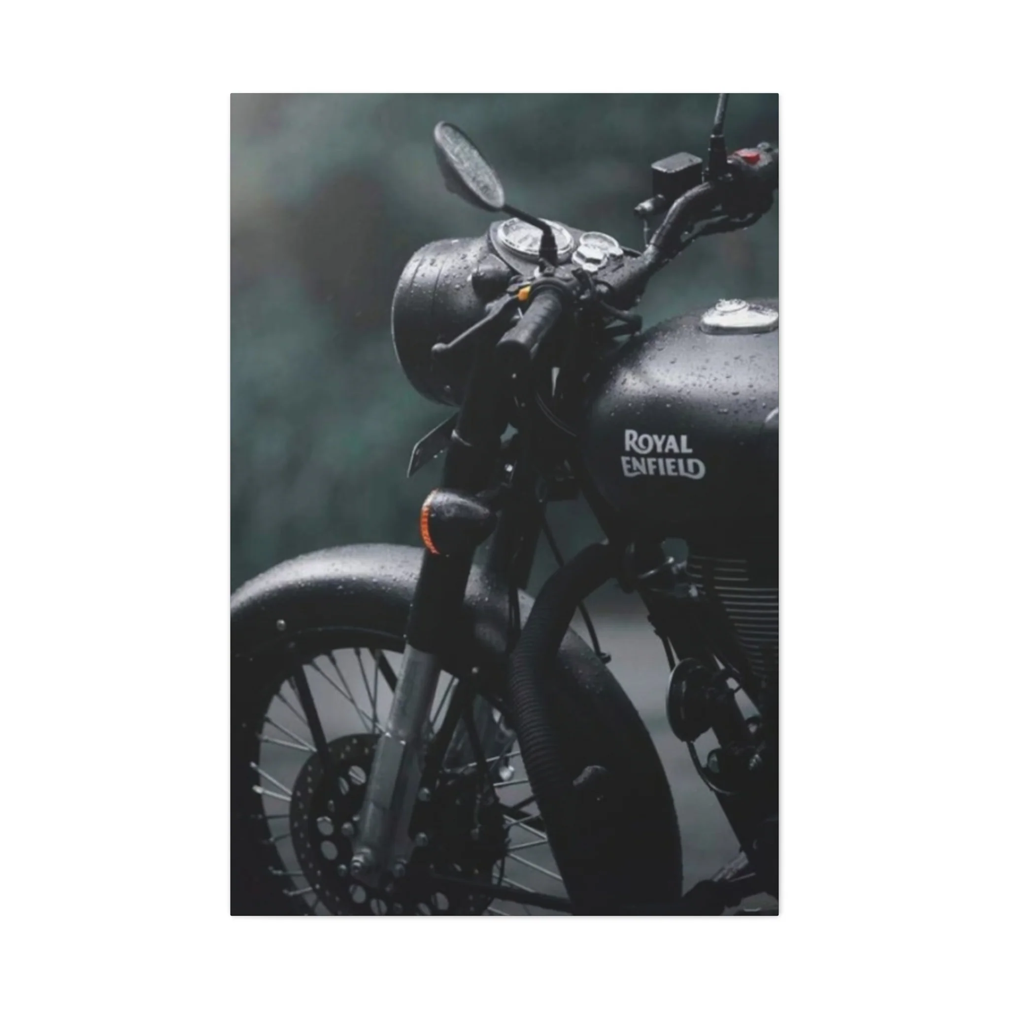 Black Royal Enfield Motorcycle Wall Art & Canvas Prints - Image 4