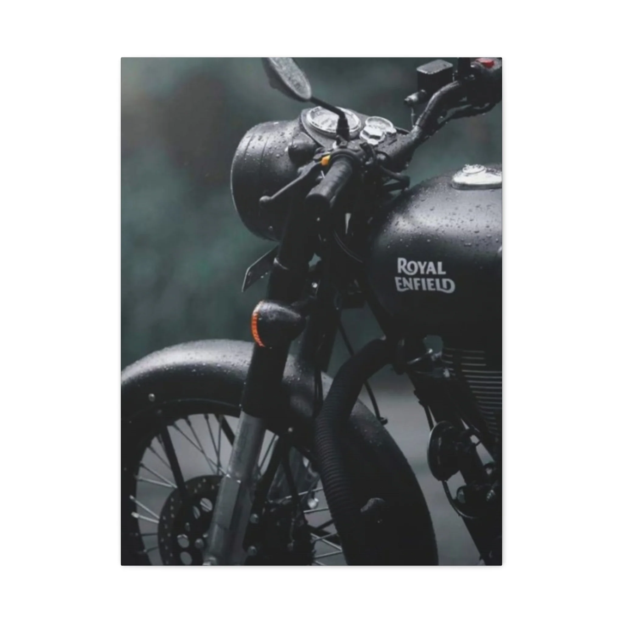 Black Royal Enfield Motorcycle Wall Art & Canvas Prints - Image 5
