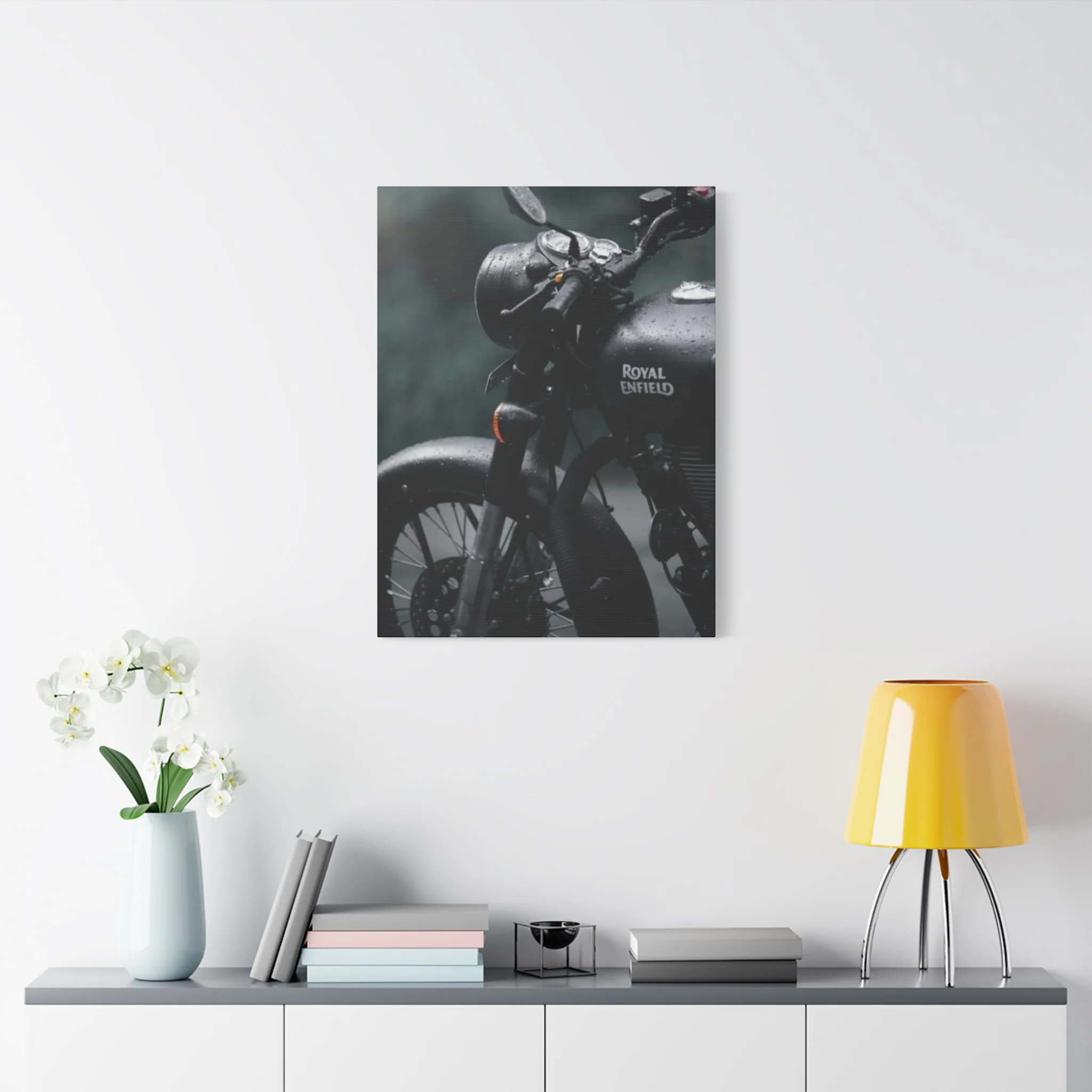 Black Royal Enfield Motorcycle Wall Art & Canvas Prints - Image 6