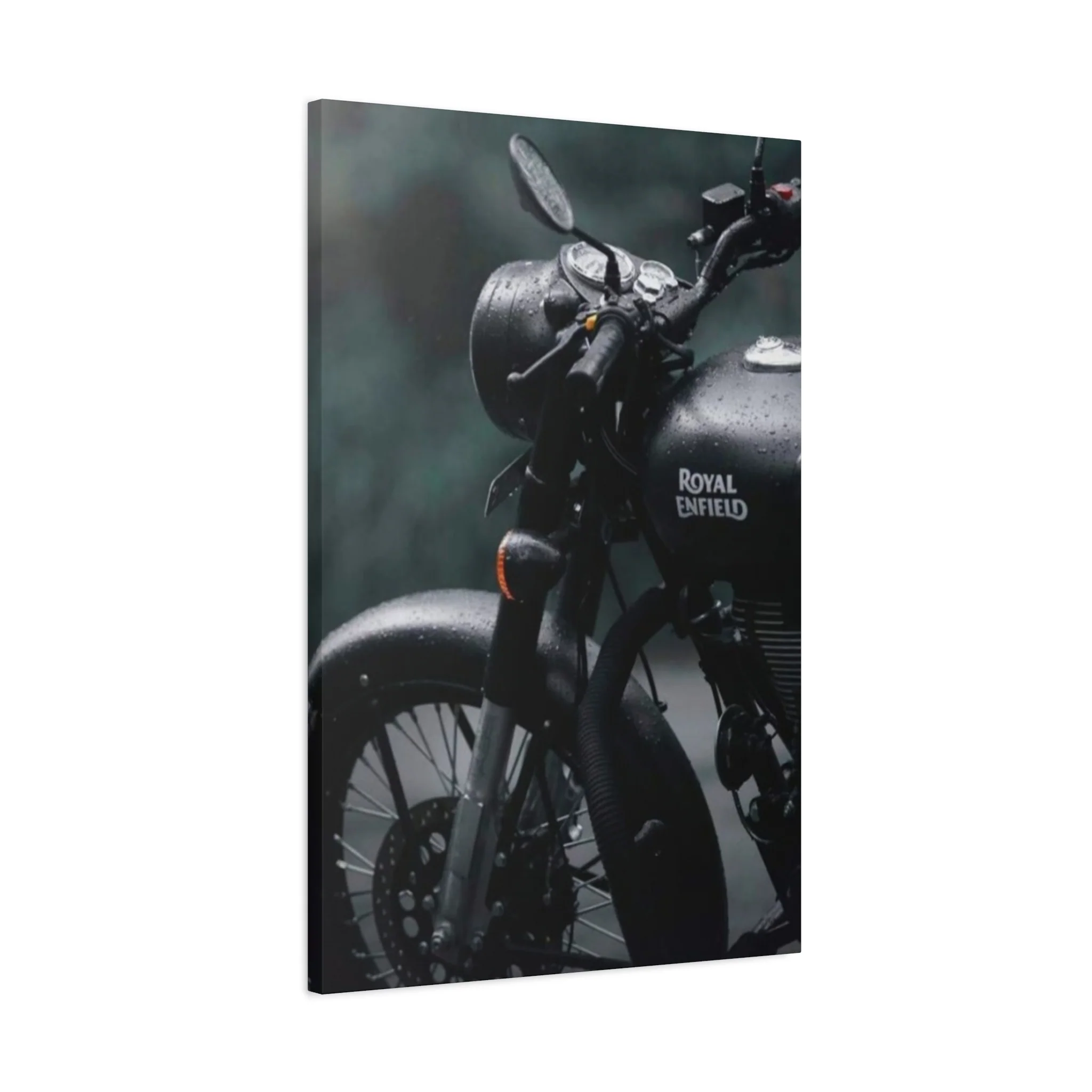 Black Royal Enfield Motorcycle Wall Art & Canvas Prints - Image 8