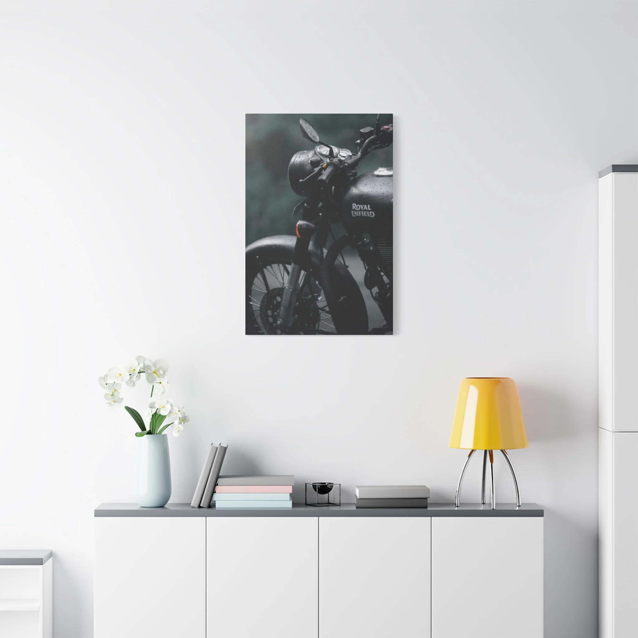 Black Royal Enfield Motorcycle Wall Art & Canvas Prints - Image 9