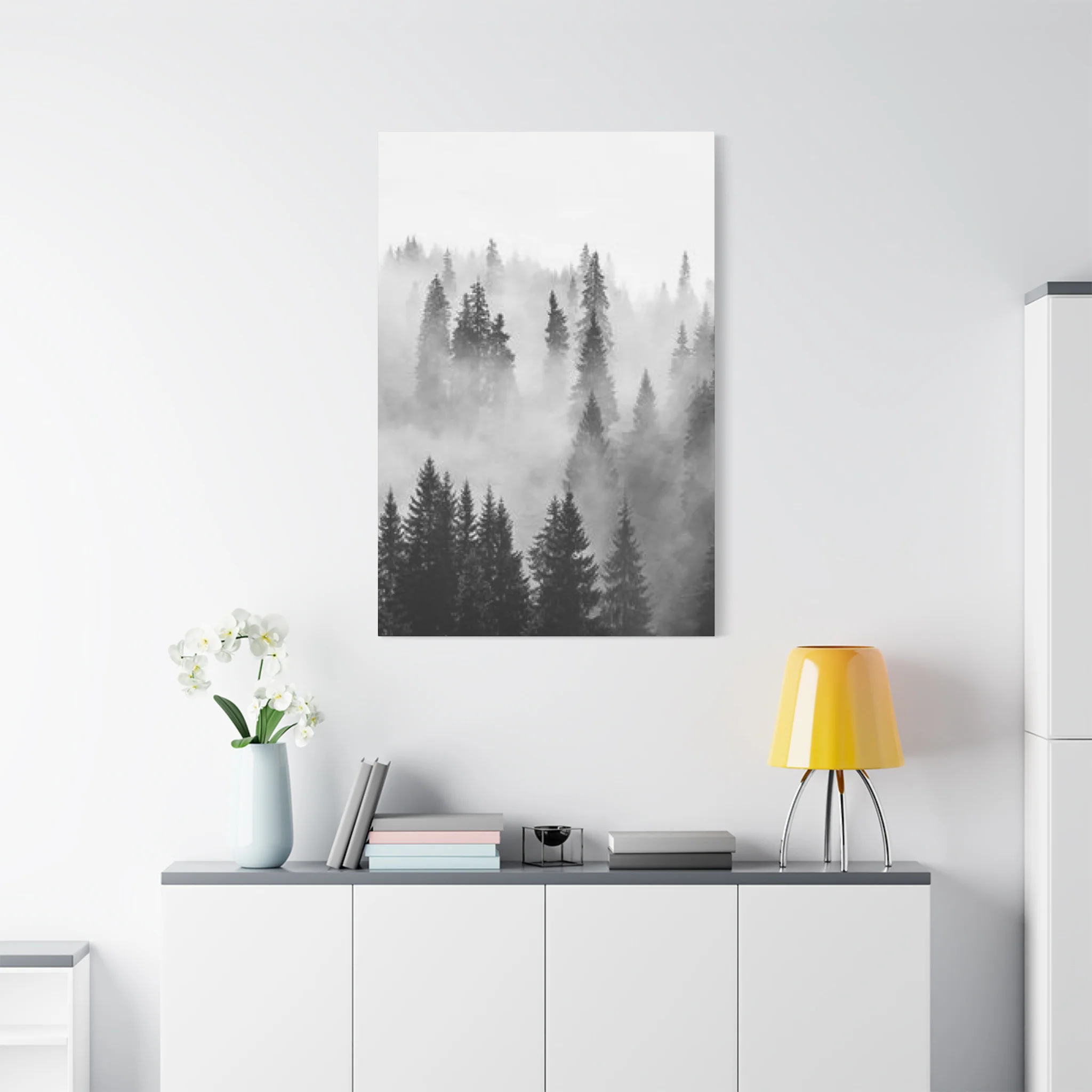 Black & White Fog Forest Fine Wall Art & Canvas Prints - Image 15