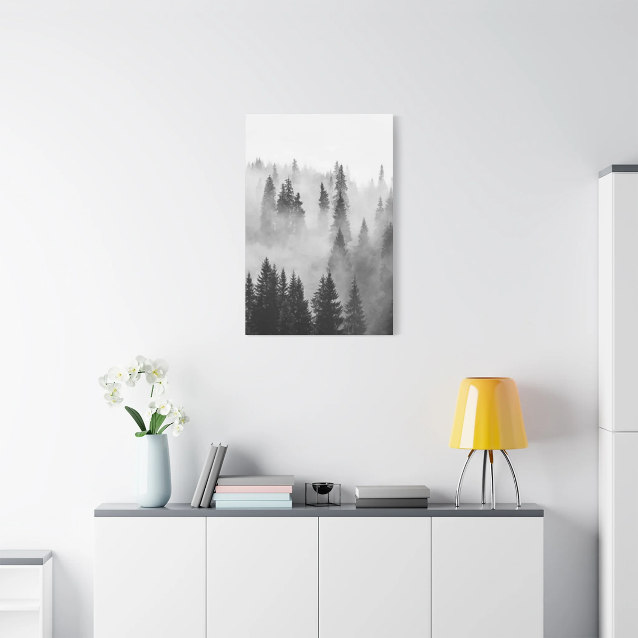 Black & White Fog Forest Fine Wall Art & Canvas Prints - Image 9