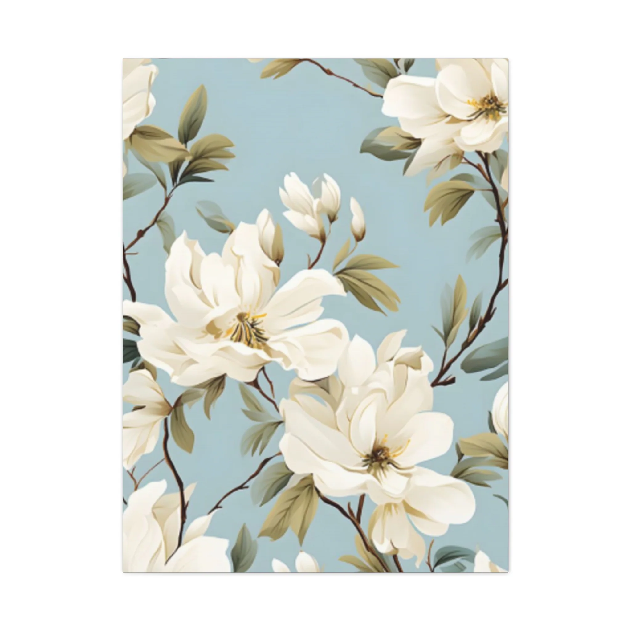 Blue Magnolia Flower Family Painting Wall Art & Canvas Prints - Image 3