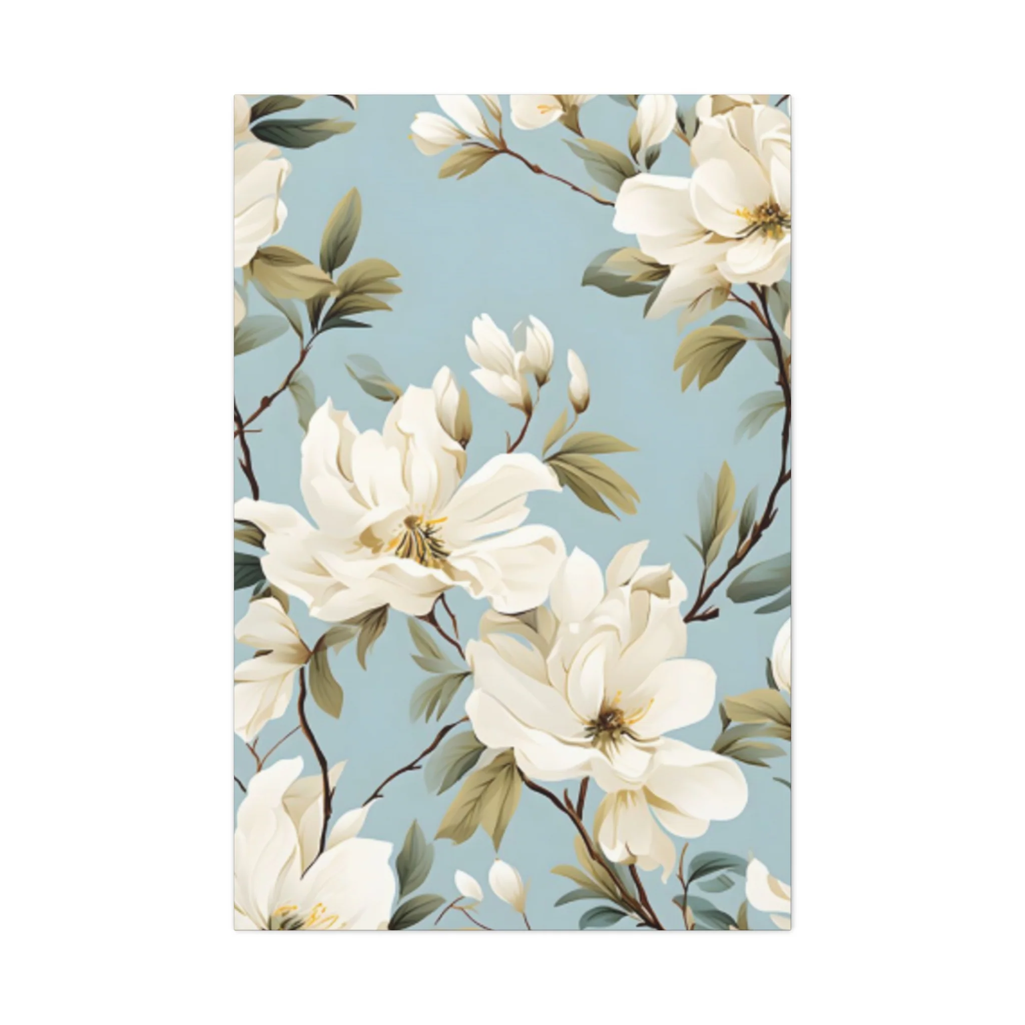 Blue Magnolia Flower Family Painting Wall Art & Canvas Prints - Image 4