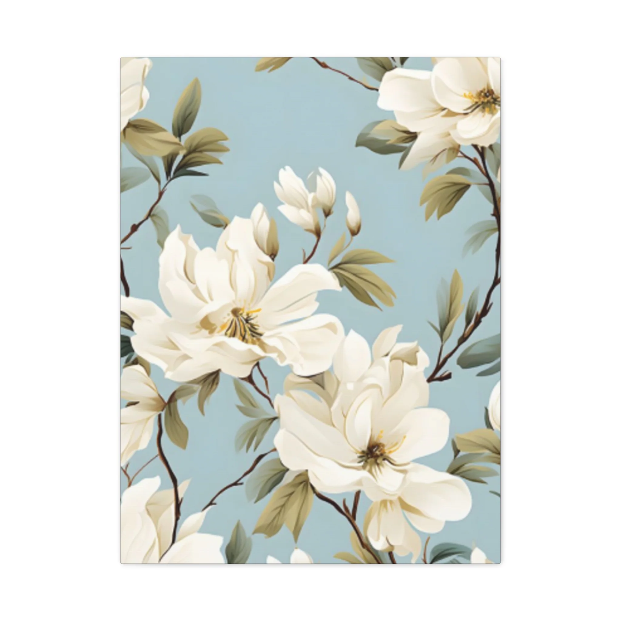 Blue Magnolia Flower Family Painting Wall Art & Canvas Prints - Image 5