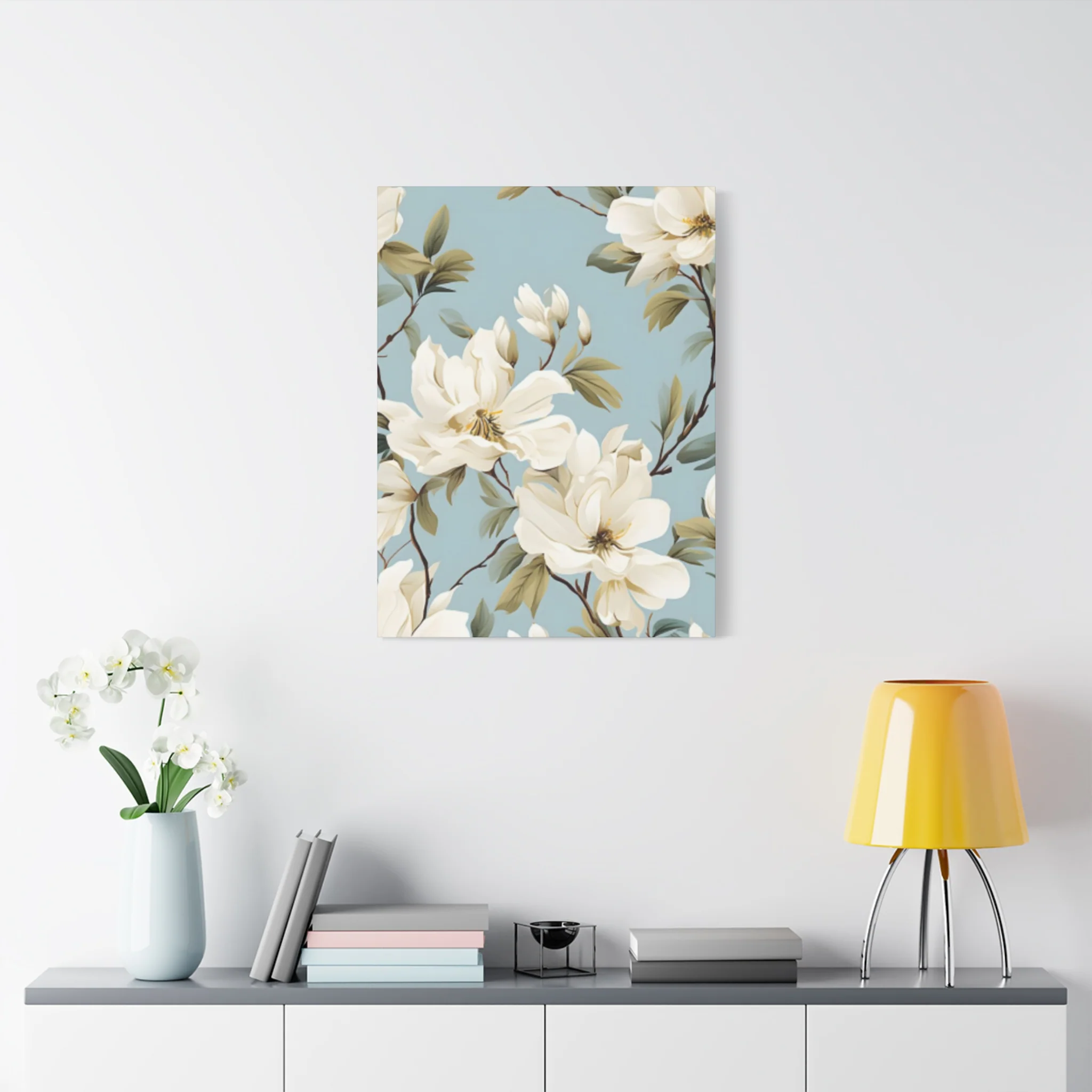 Blue Magnolia Flower Family Painting Wall Art & Canvas Prints - Image 6