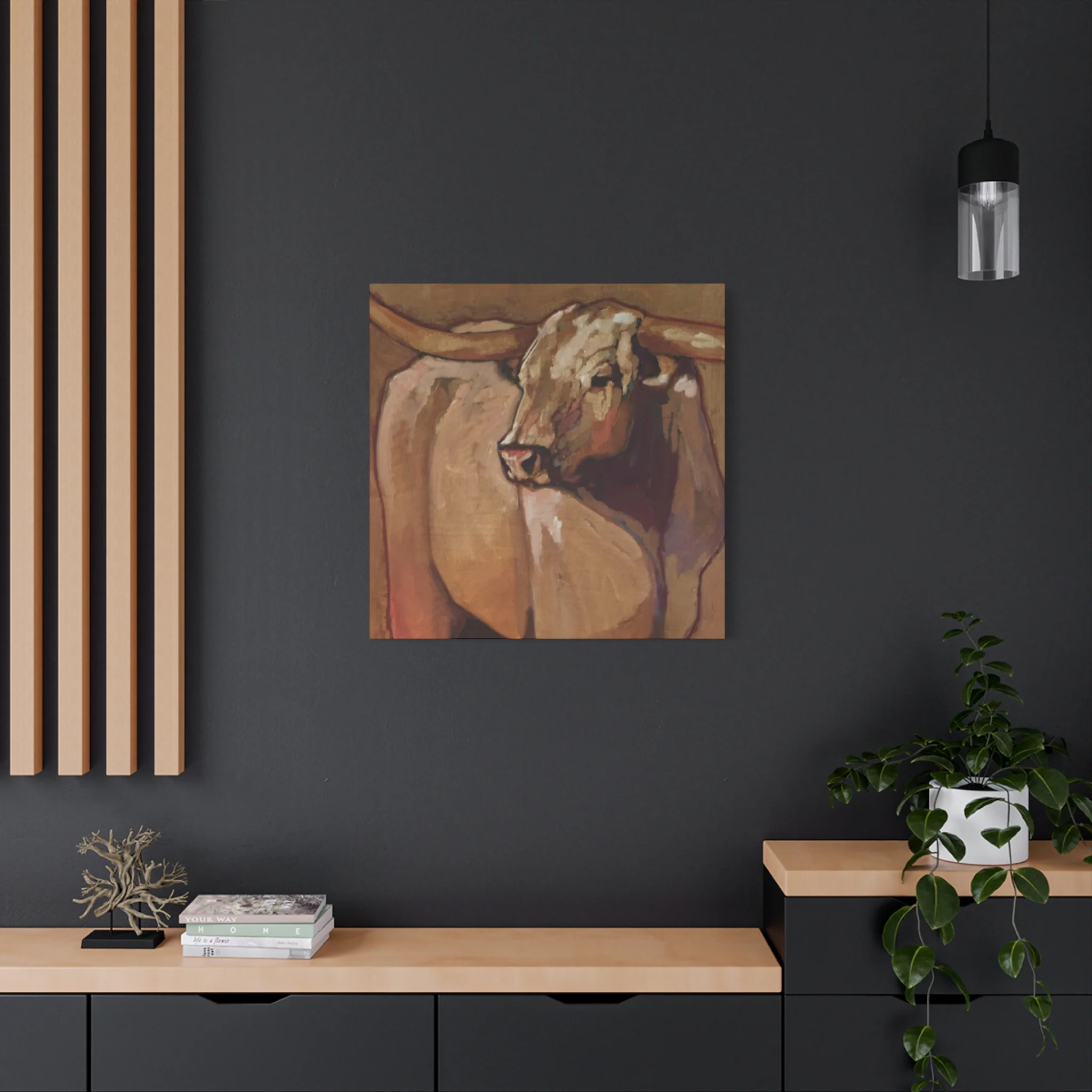 Bull Long Horn Painting Wall Art & Canvas Prints - Image 10